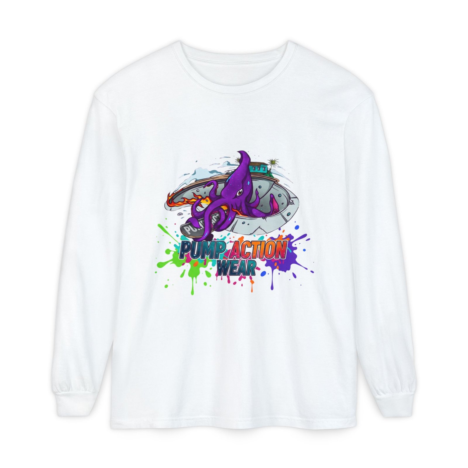 Action Octopus Long Sleeve Tee - "Pump Action Wear" Graphic Shirt
