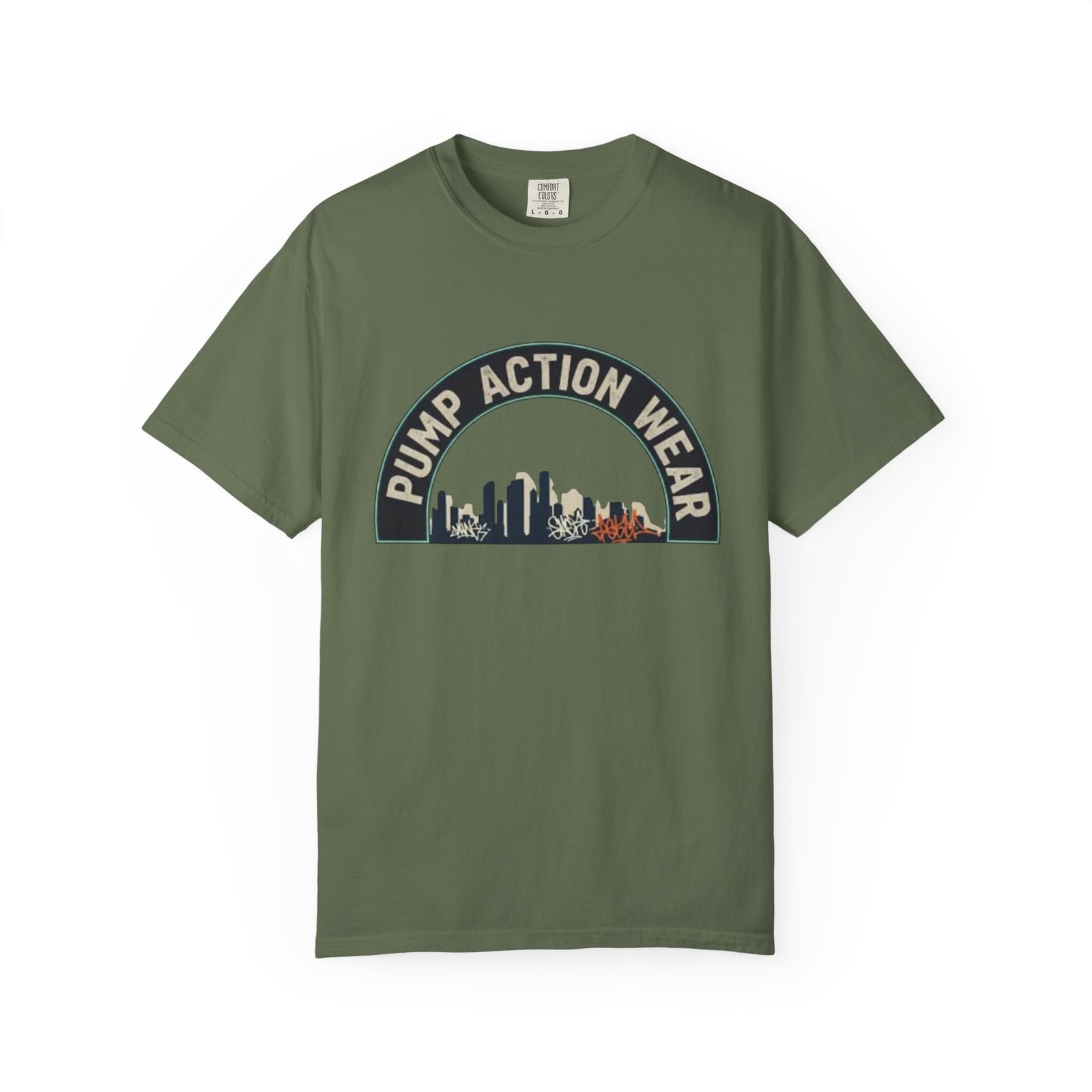 Pump Action Wear Skyline T-Shirt — Urban Retro Graphic Tee - Image 25