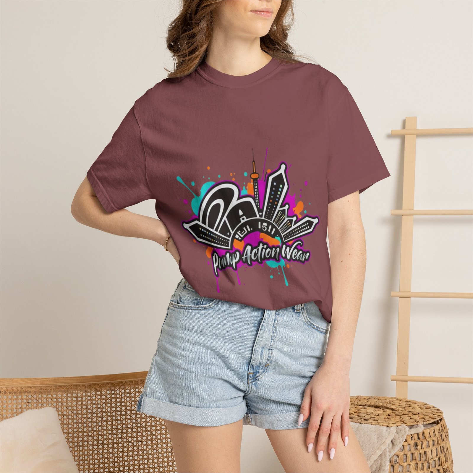 Graffiti Cityscape T-Shirt — Punk Action Wear Graphic Tee - Image 8