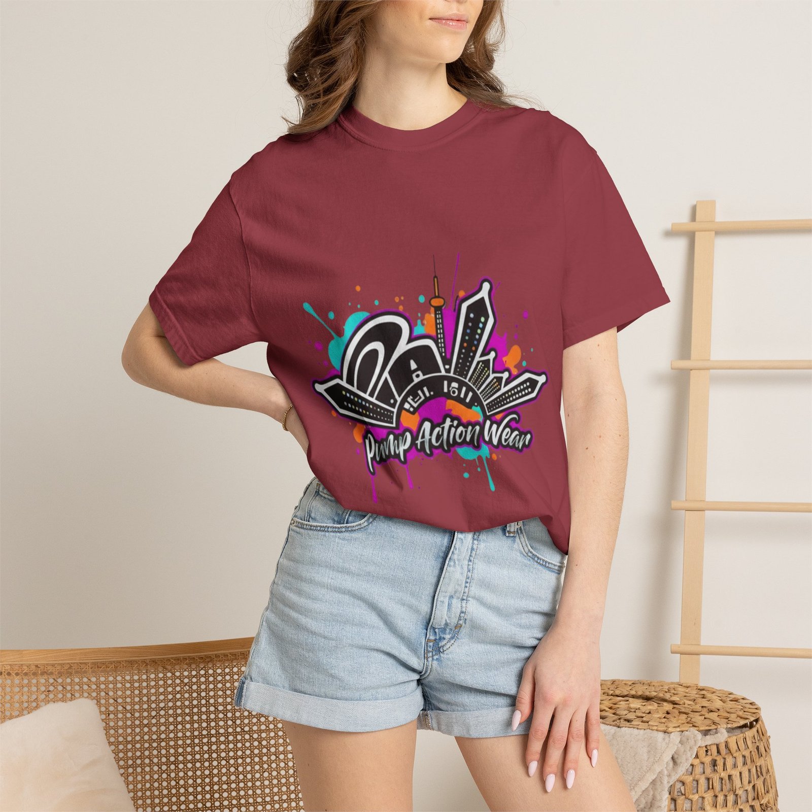 Graffiti Cityscape T-Shirt — Punk Action Wear Graphic Tee - Image 52