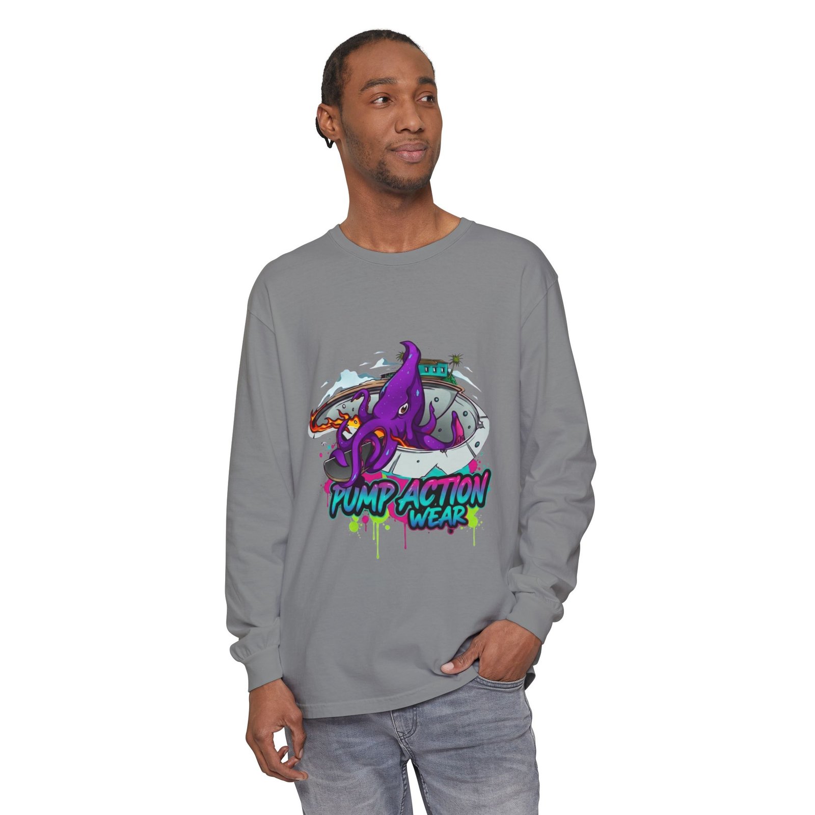 Octopus Skate Graphic Long Sleeve Tee - Image 39