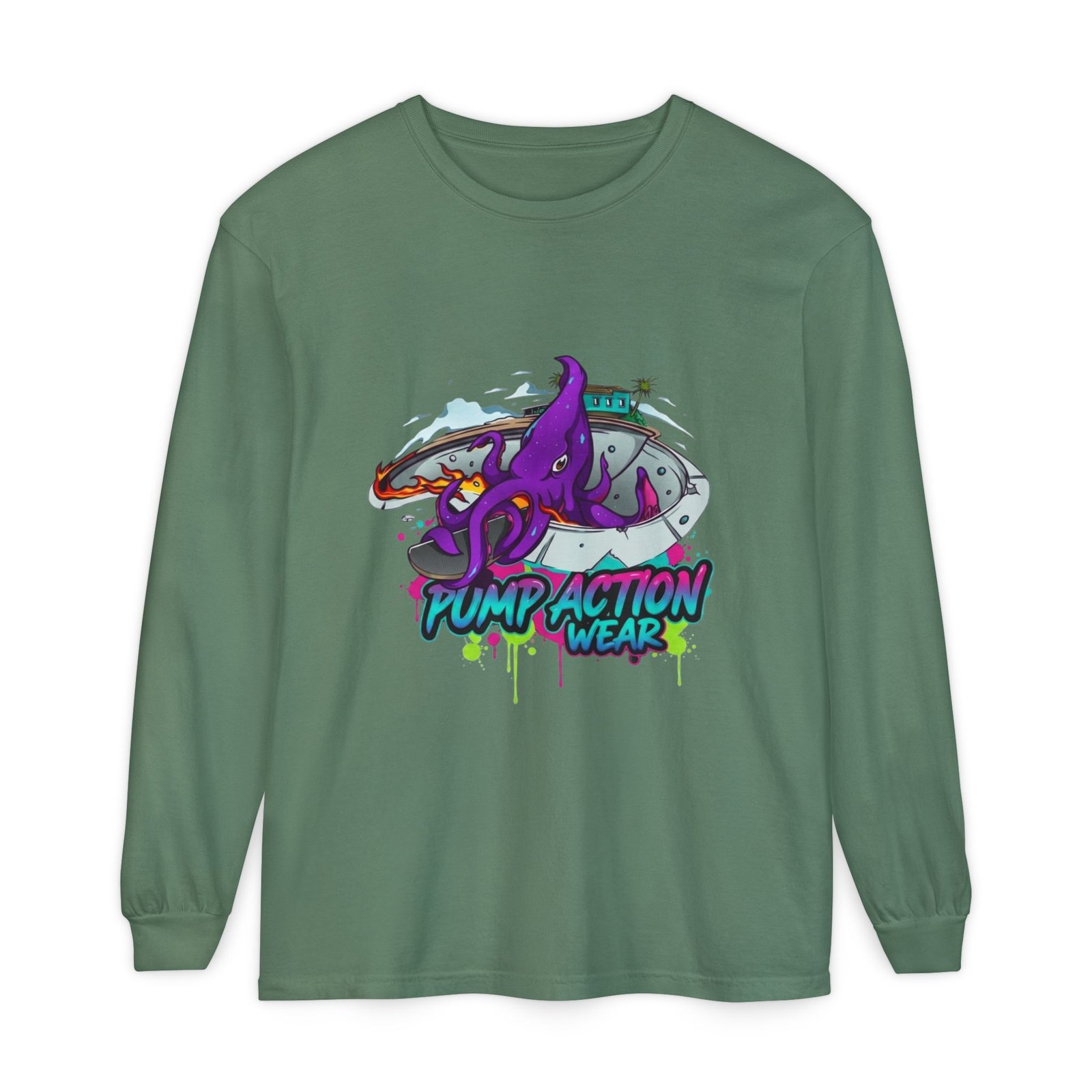 Octopus Skate Graphic Long Sleeve Tee - Image 45