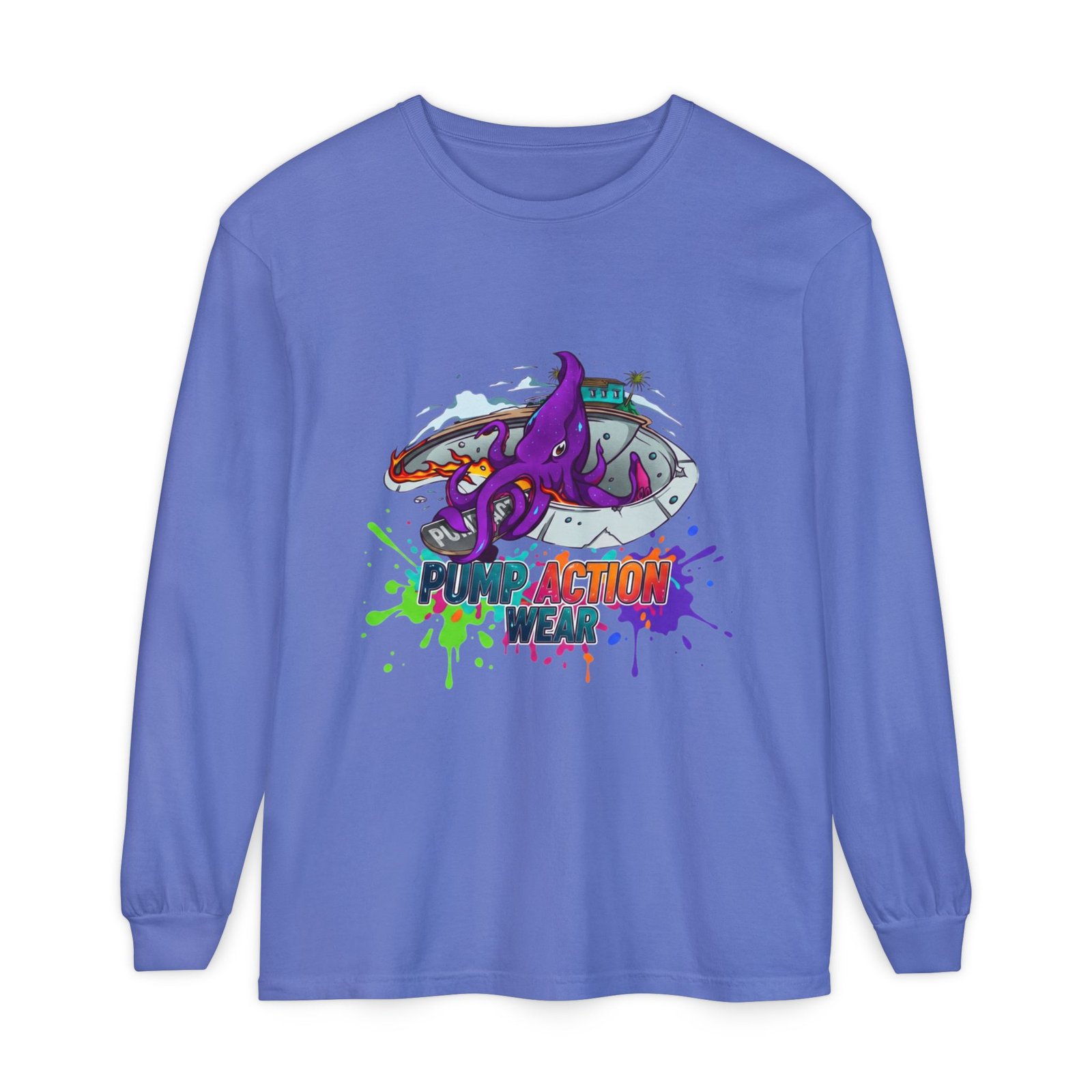 Action Octopus Long Sleeve Tee - "Pump Action Wear" Graphic Shirt - Image 45