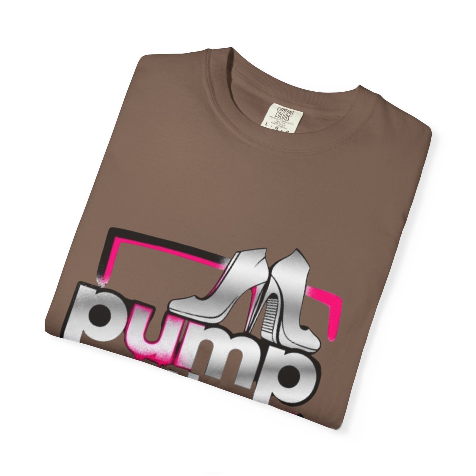 Pump Action Wear T-Shirt — Retro Metallic Heels Logo Tee - Image 15