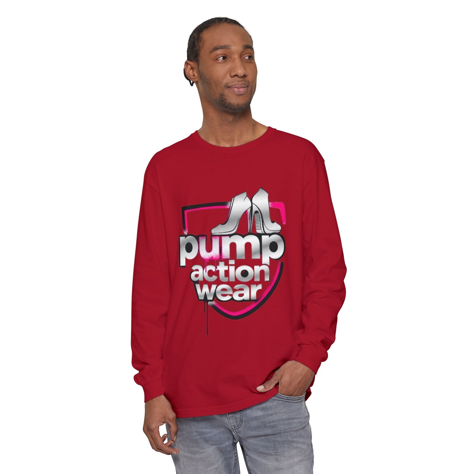 Pump Action Wear Long Sleeve Tee — Retro Chrome Logo Graphic Shirt - Image 67