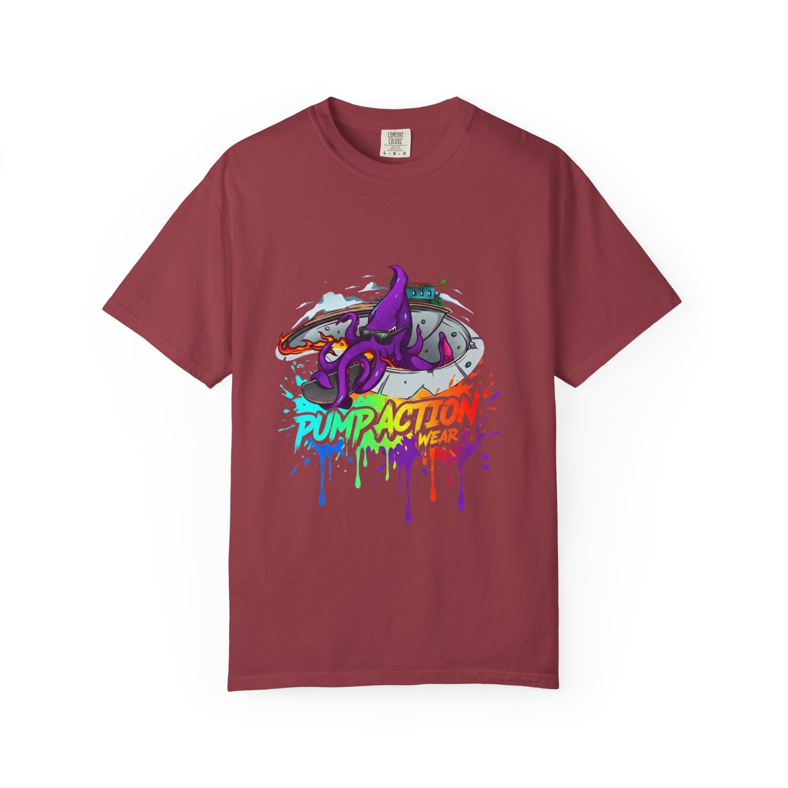 Octopus Graffiti T-Shirt — "Punk Action" Colorful Street Art Tee - Image 49
