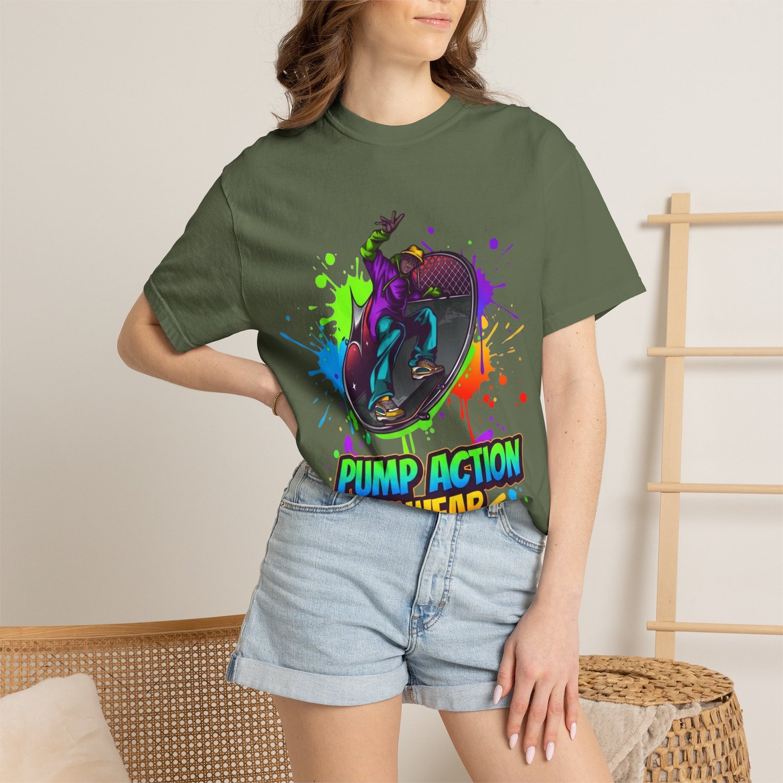 T-Shirt — 'Pump Action Wear' Colorful DJ Turntable Graphic Tee - Image 28