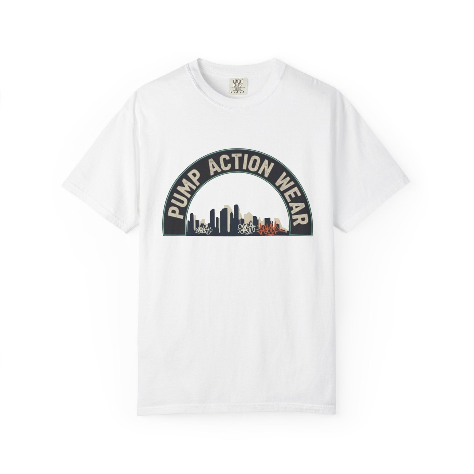 Pump Action Wear Skyline T-Shirt — Urban Retro Graphic Tee