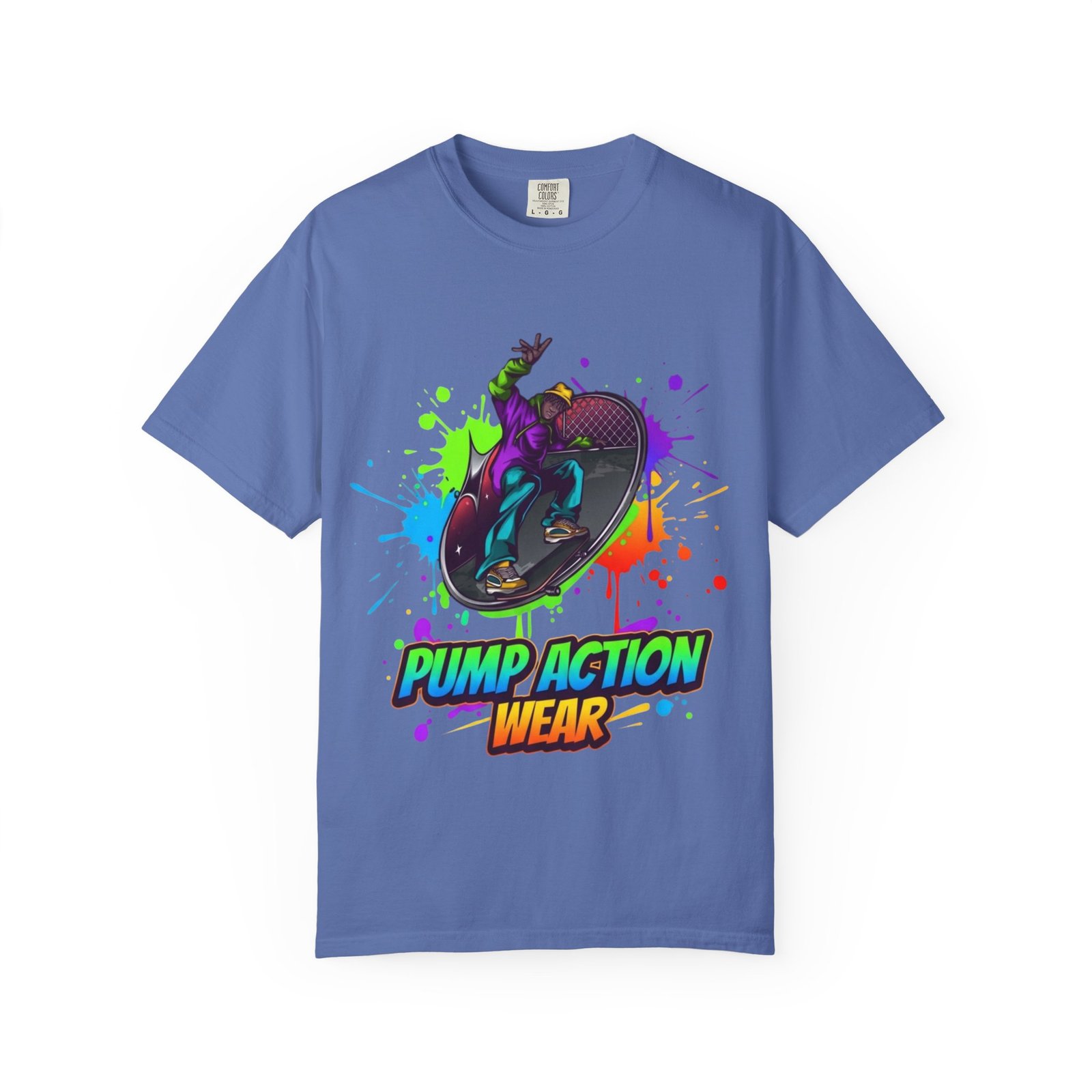 T-Shirt — 'Pump Action Wear' Colorful DJ Turntable Graphic Tee - Image 29