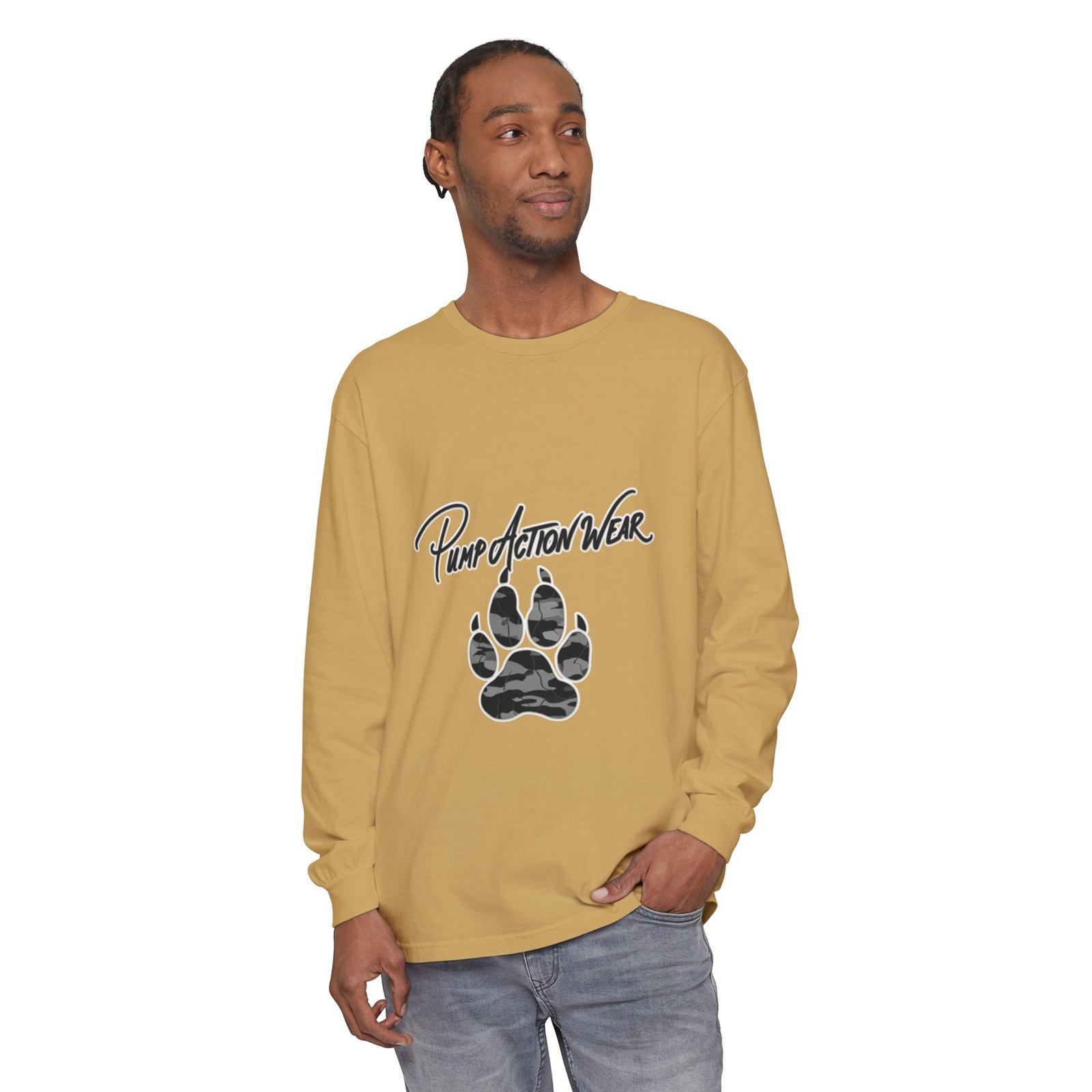 Long Sleeve T-Shirt — "Pump Action Wear" Paw Print Graphic - Image 23