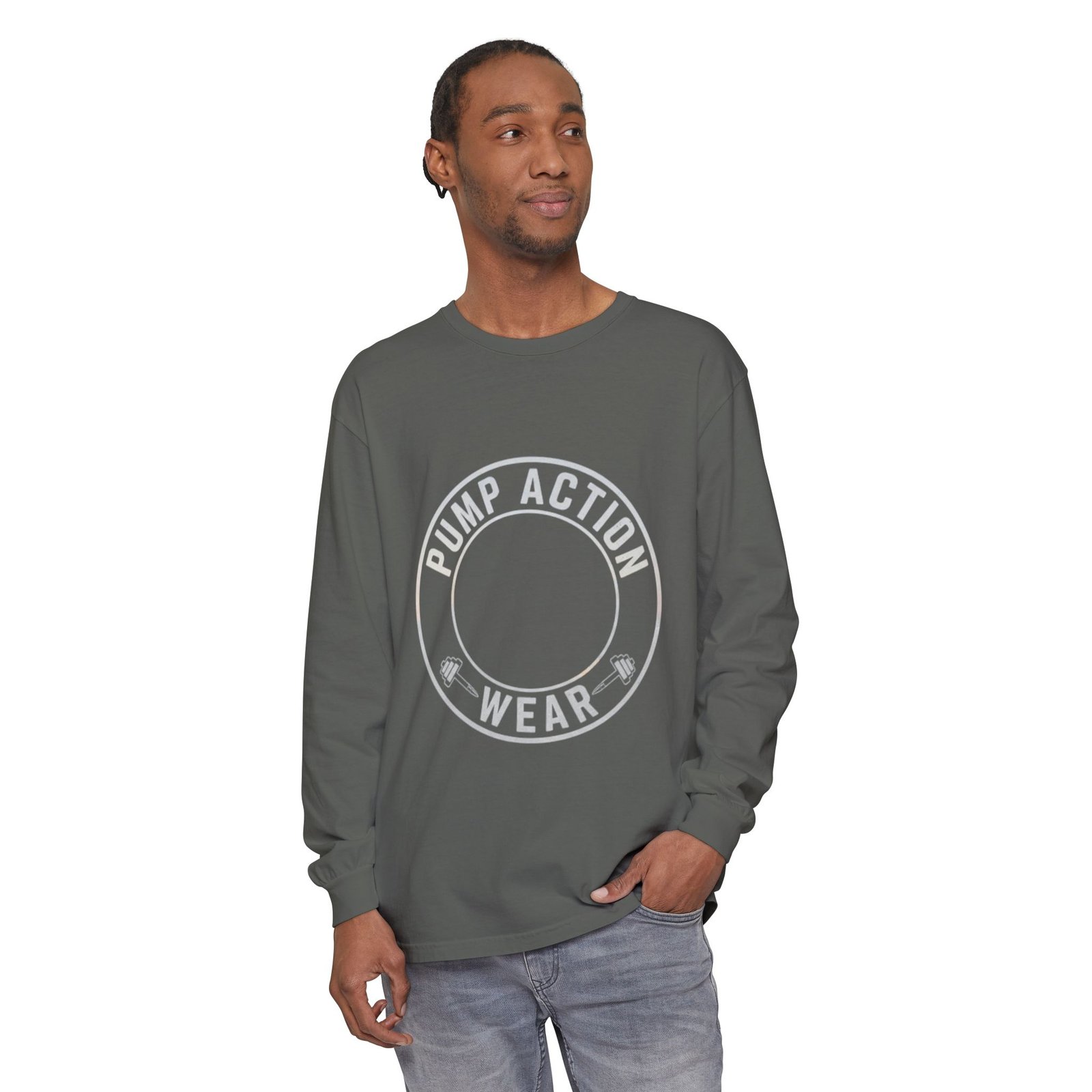 Pump Action Wear Long Sleeve Tee — Minimal Logo Casual Shirt - Image 39