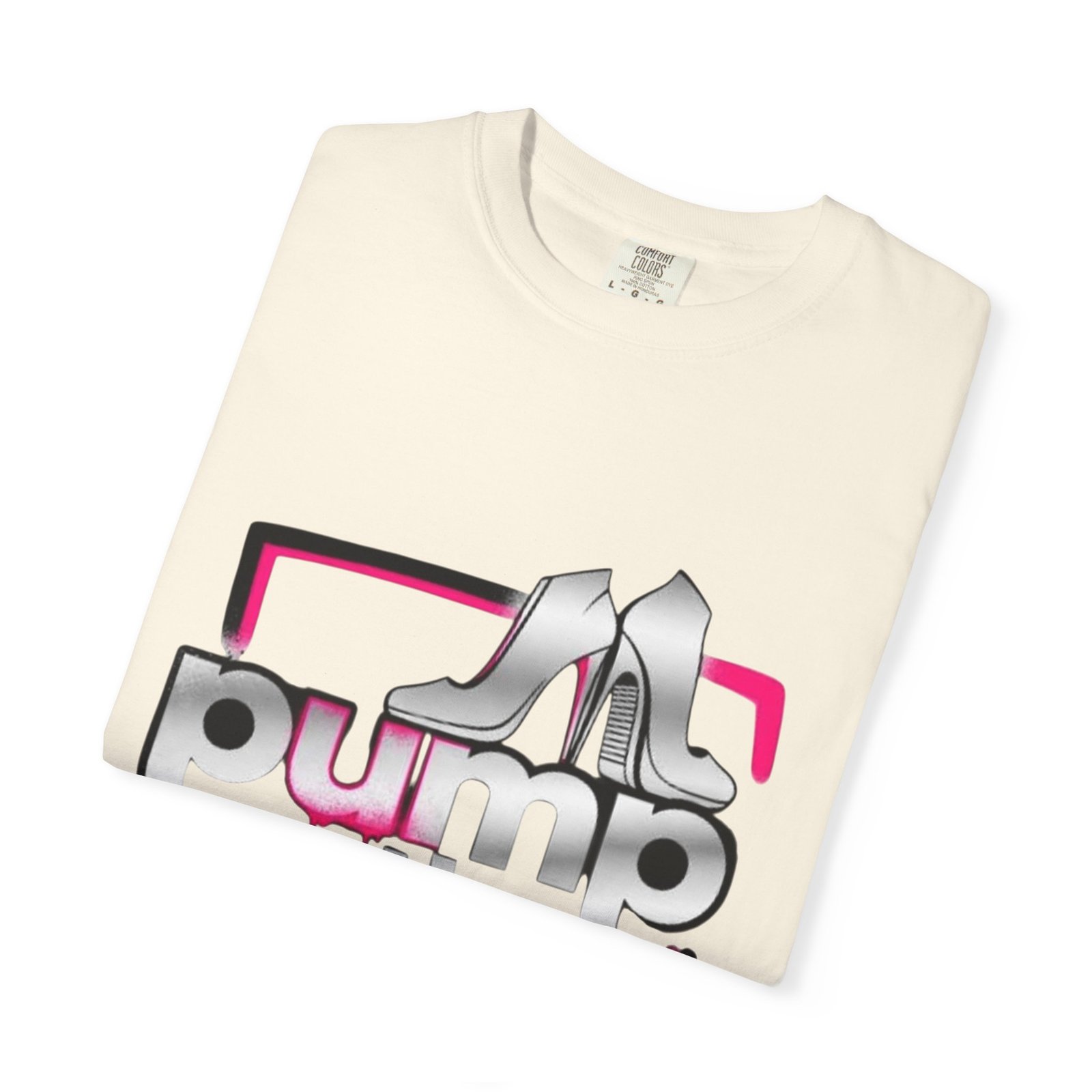 Pump Action Wear T-Shirt — Retro Metallic Heels Logo Tee - Image 11