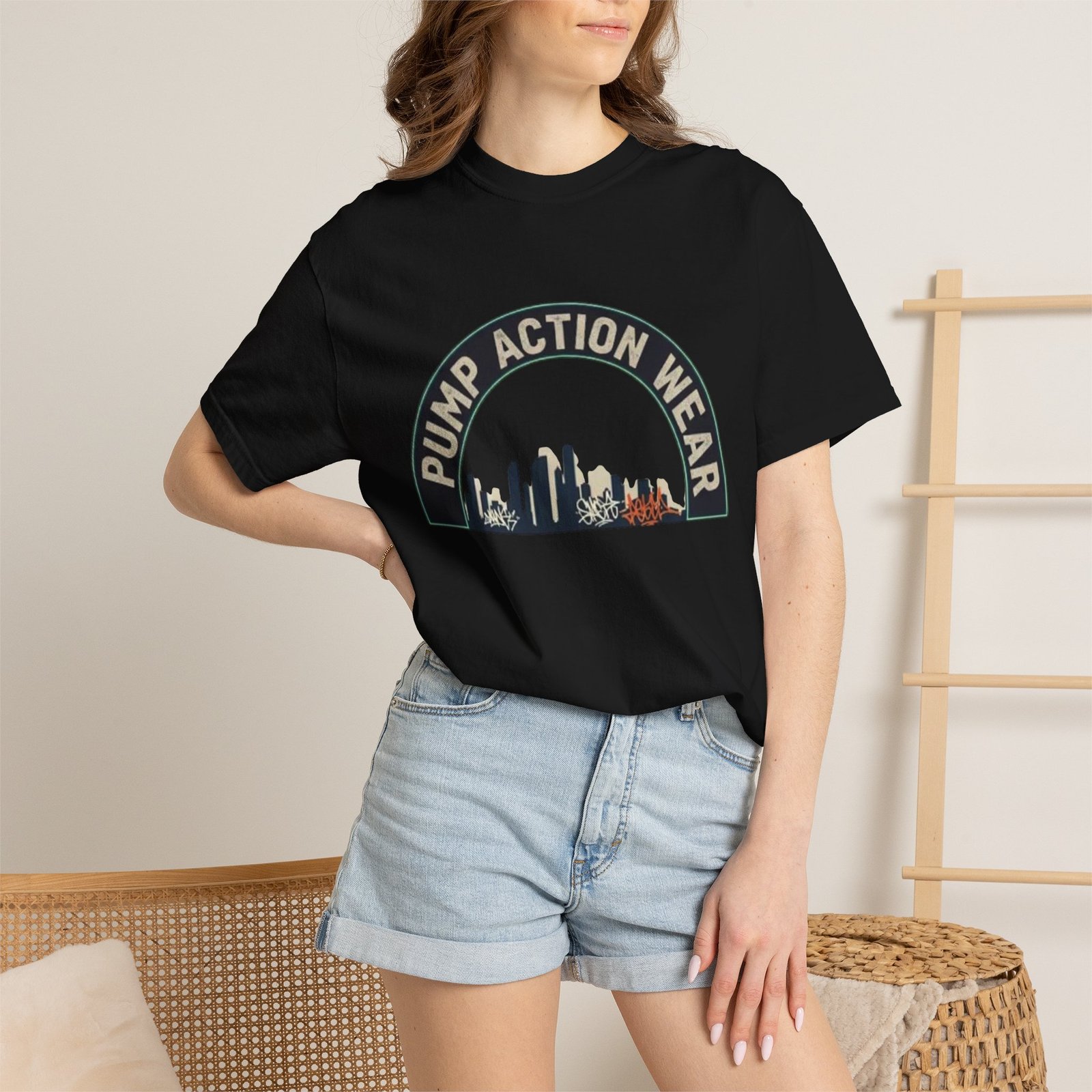 Pump Action Wear Skyline T-Shirt — Urban Retro Graphic Tee - Image 48