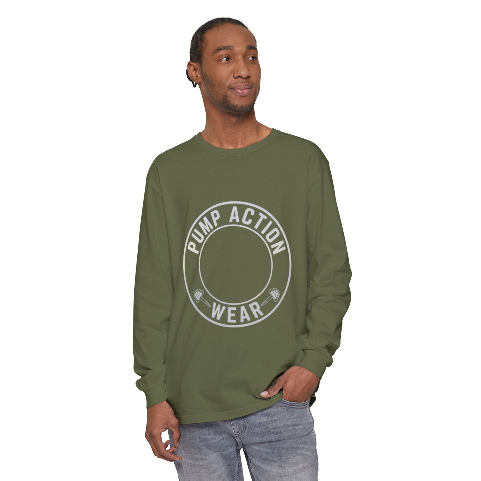 Pump Action Wear Long Sleeve Tee — Minimal Logo Casual Shirt - Image 47