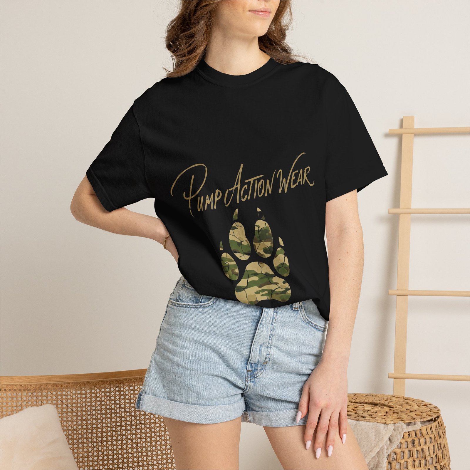 Paw Camo Tee — "Pump Action Wear" Graphic T-Shirt - Image 48