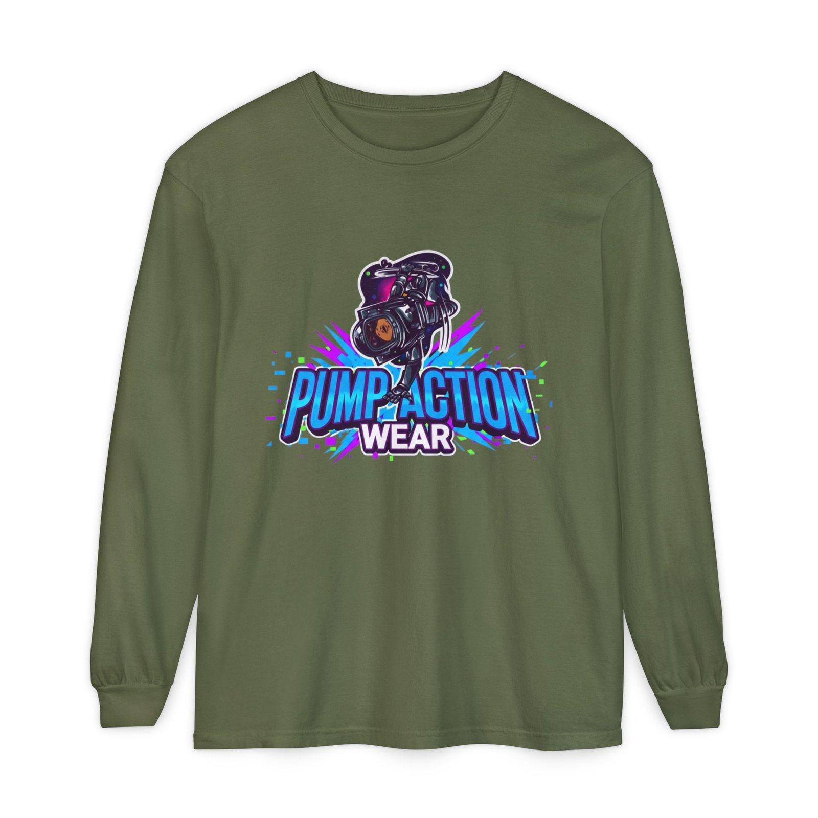 Pump Action Wear Long Sleeve T‑Shirt — Graphic Gun Logo Streetwear - Image 37