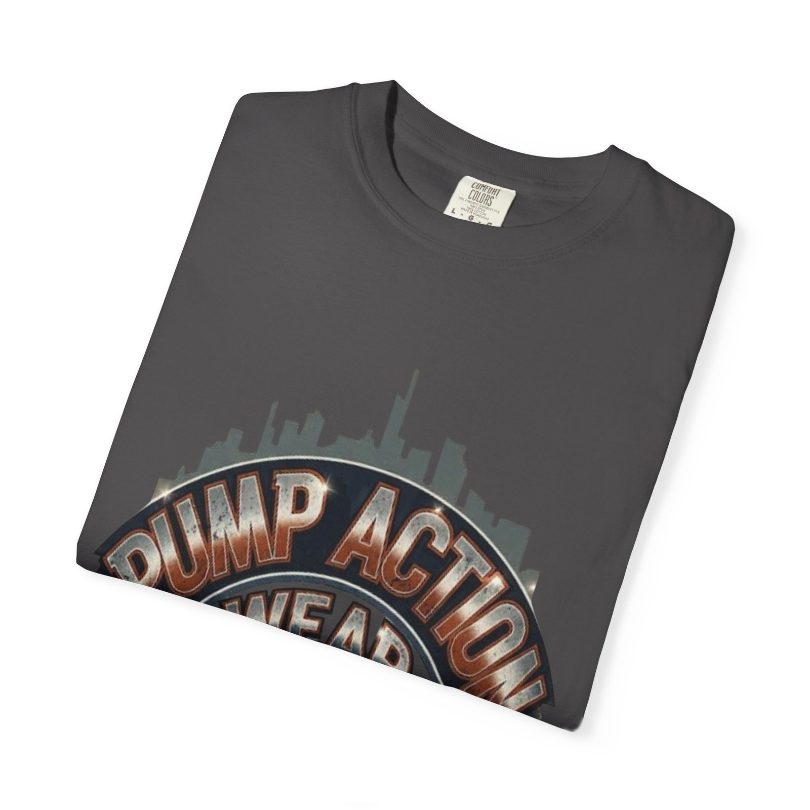 Pump Action Gear T-Shirt — Urban Skyline Retro Graphic Tee - Image 35