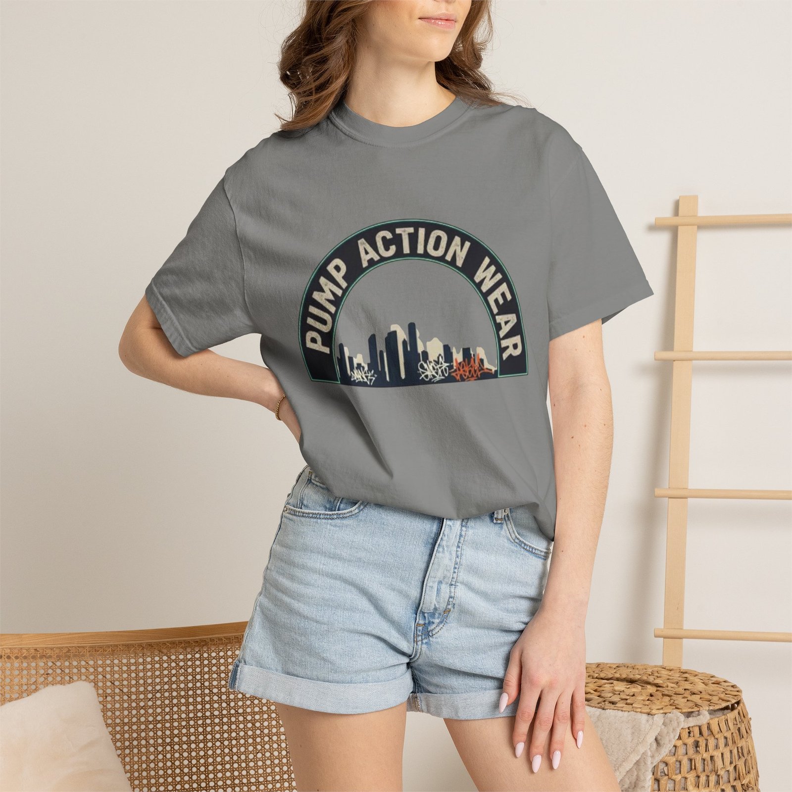 Pump Action Wear Skyline T-Shirt — Urban Retro Graphic Tee - Image 36
