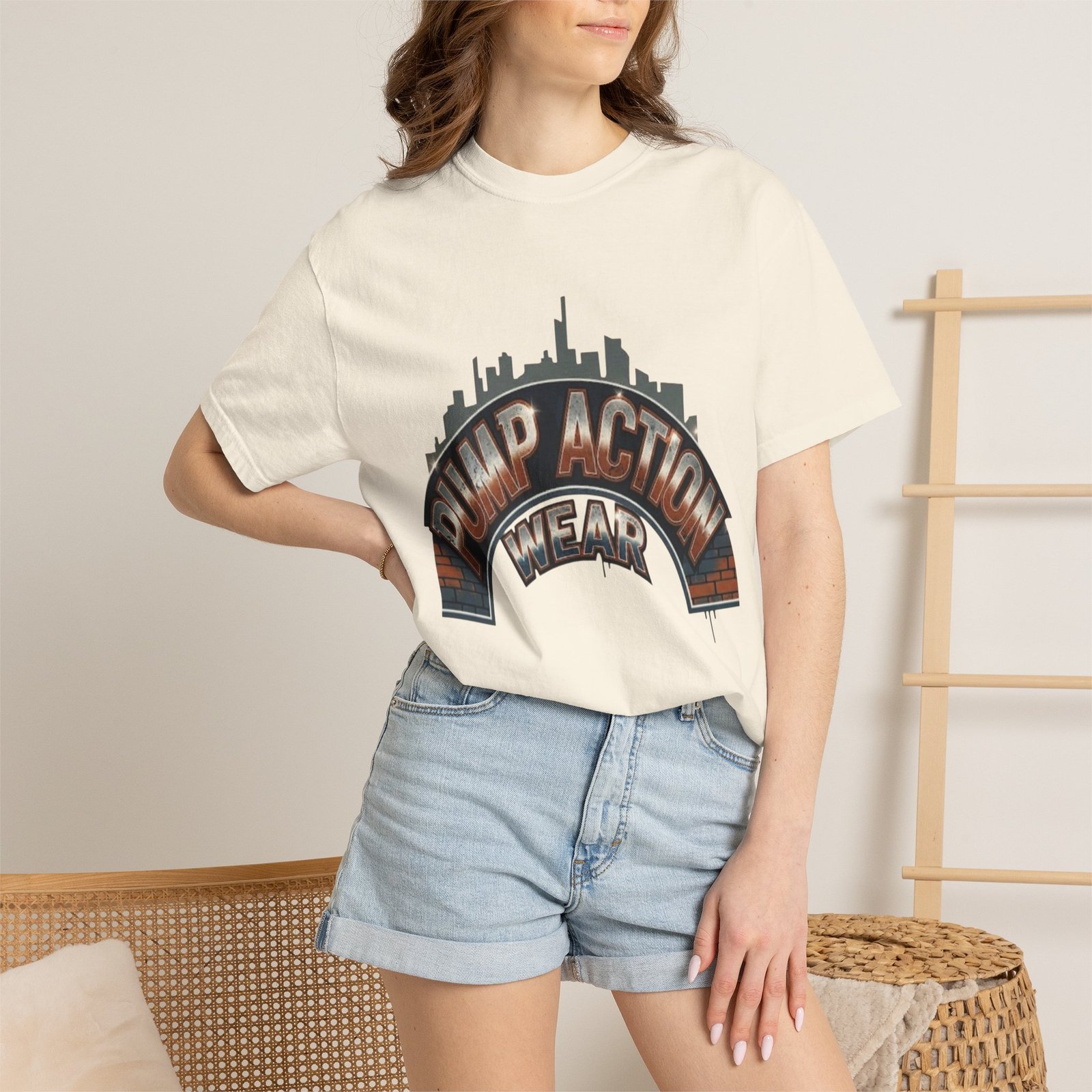 Pump Action Gear T-Shirt — Urban Skyline Retro Graphic Tee - Image 12