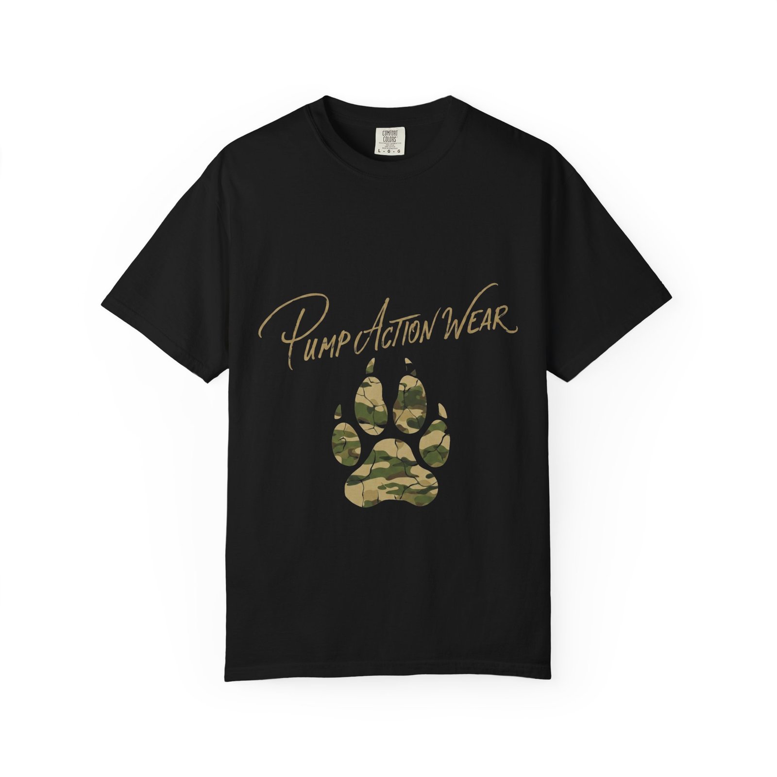 Paw Camo Tee — "Pump Action Wear" Graphic T-Shirt - Image 45