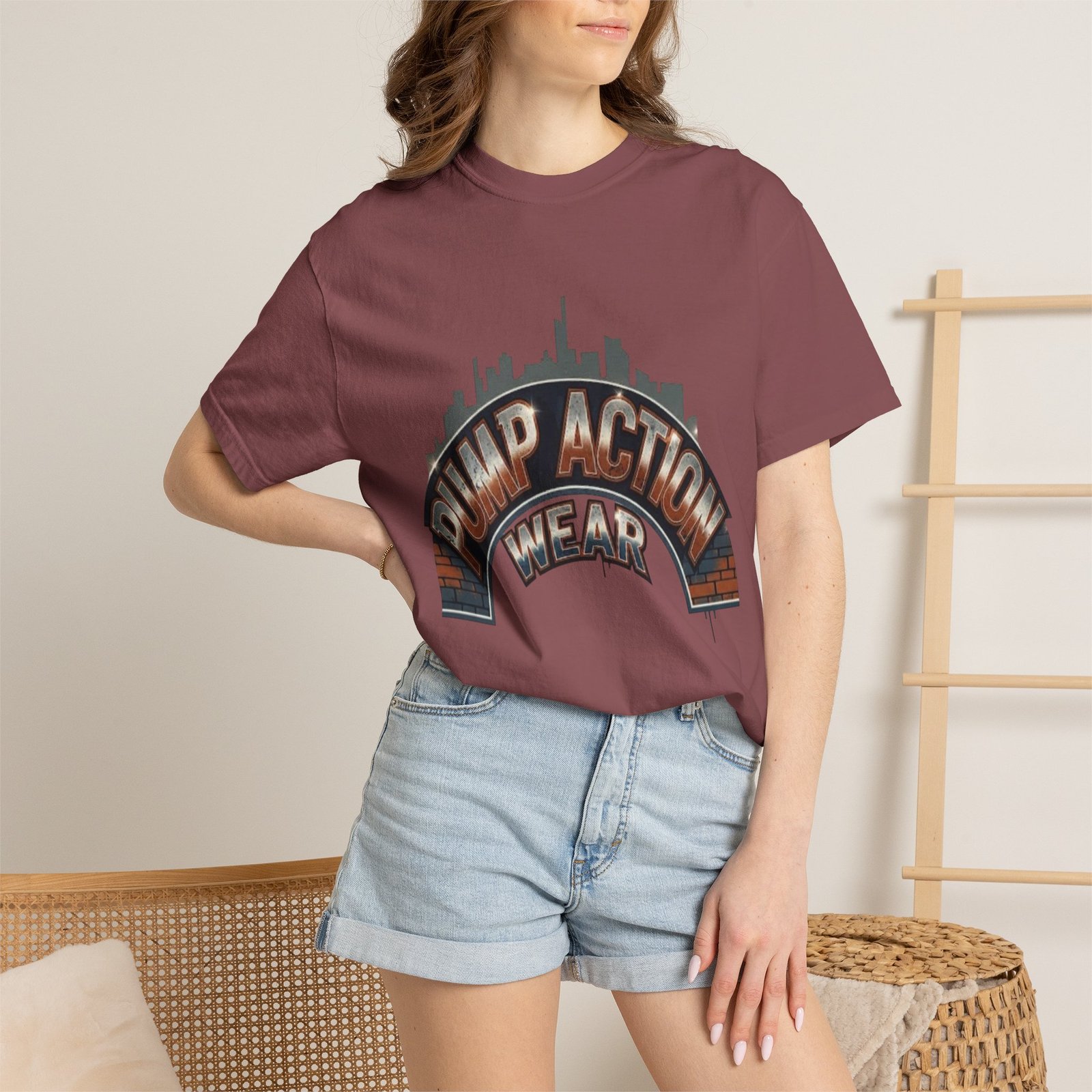Pump Action Gear T-Shirt — Urban Skyline Retro Graphic Tee - Image 8