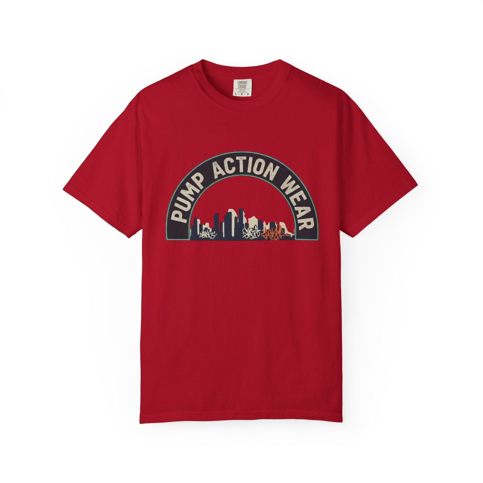 Pump Action Wear Skyline T-Shirt — Urban Retro Graphic Tee - Image 53