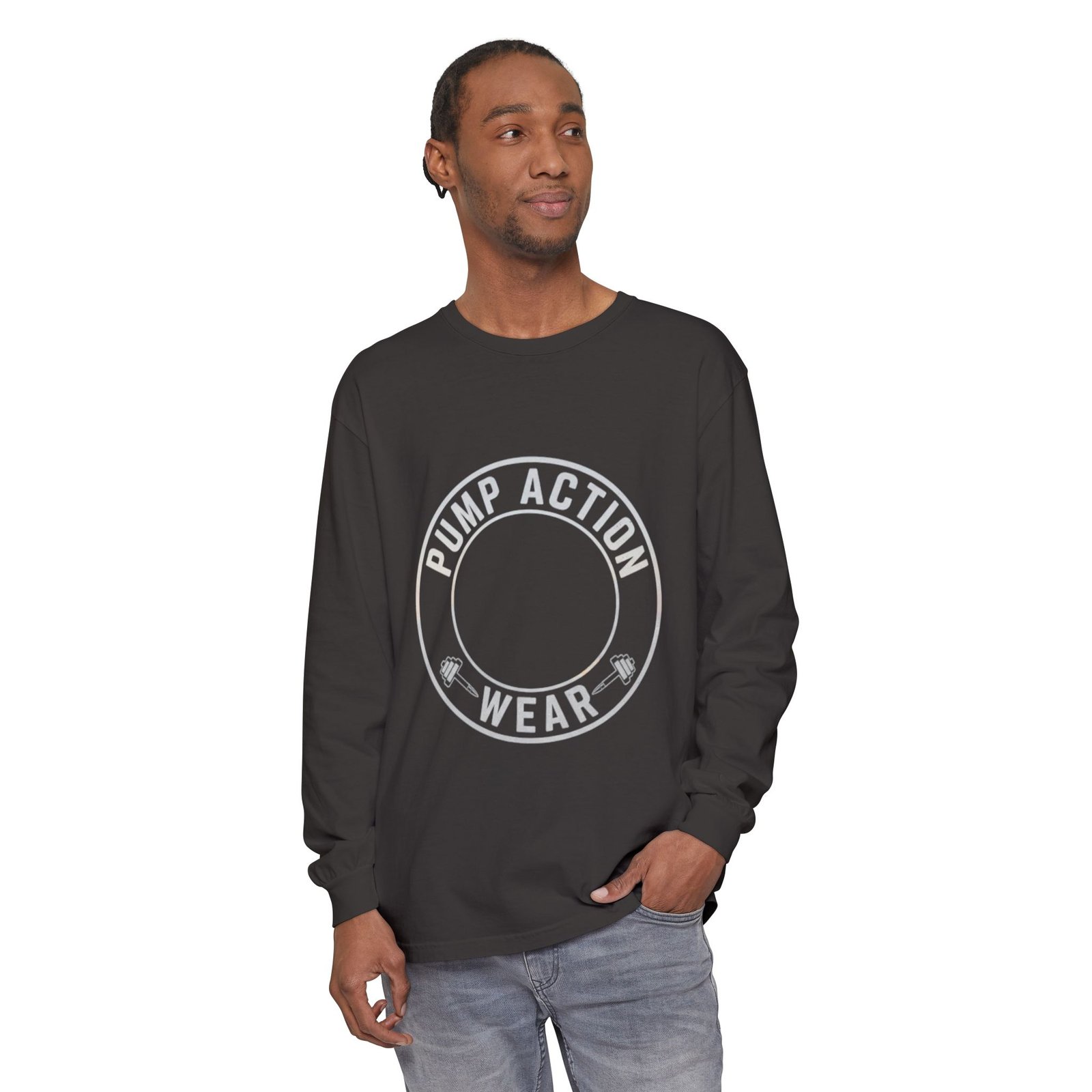 Pump Action Wear Long Sleeve Tee — Minimal Logo Casual Shirt - Image 59