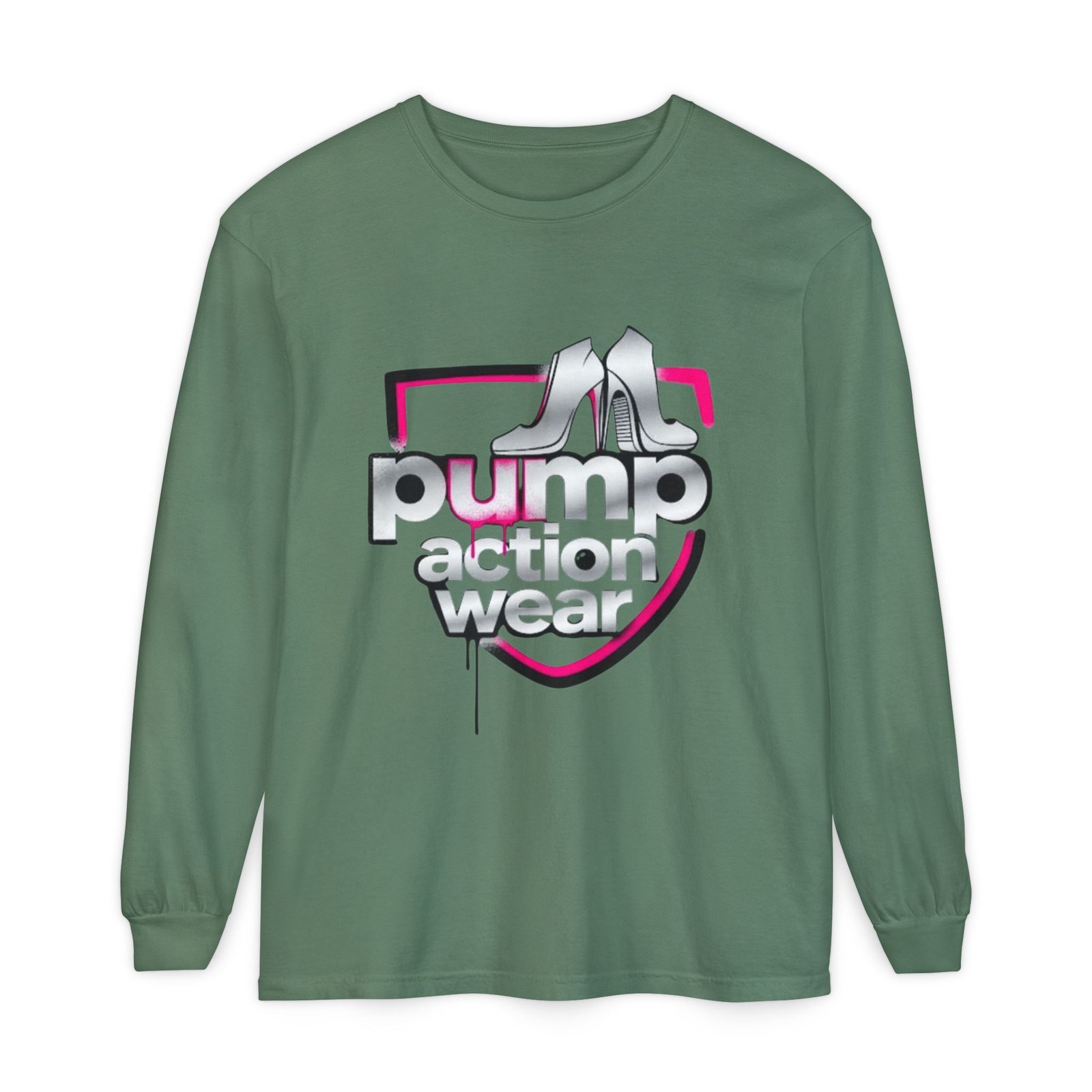 Pump Action Wear Long Sleeve Tee — Retro Chrome Logo Graphic Shirt - Image 49