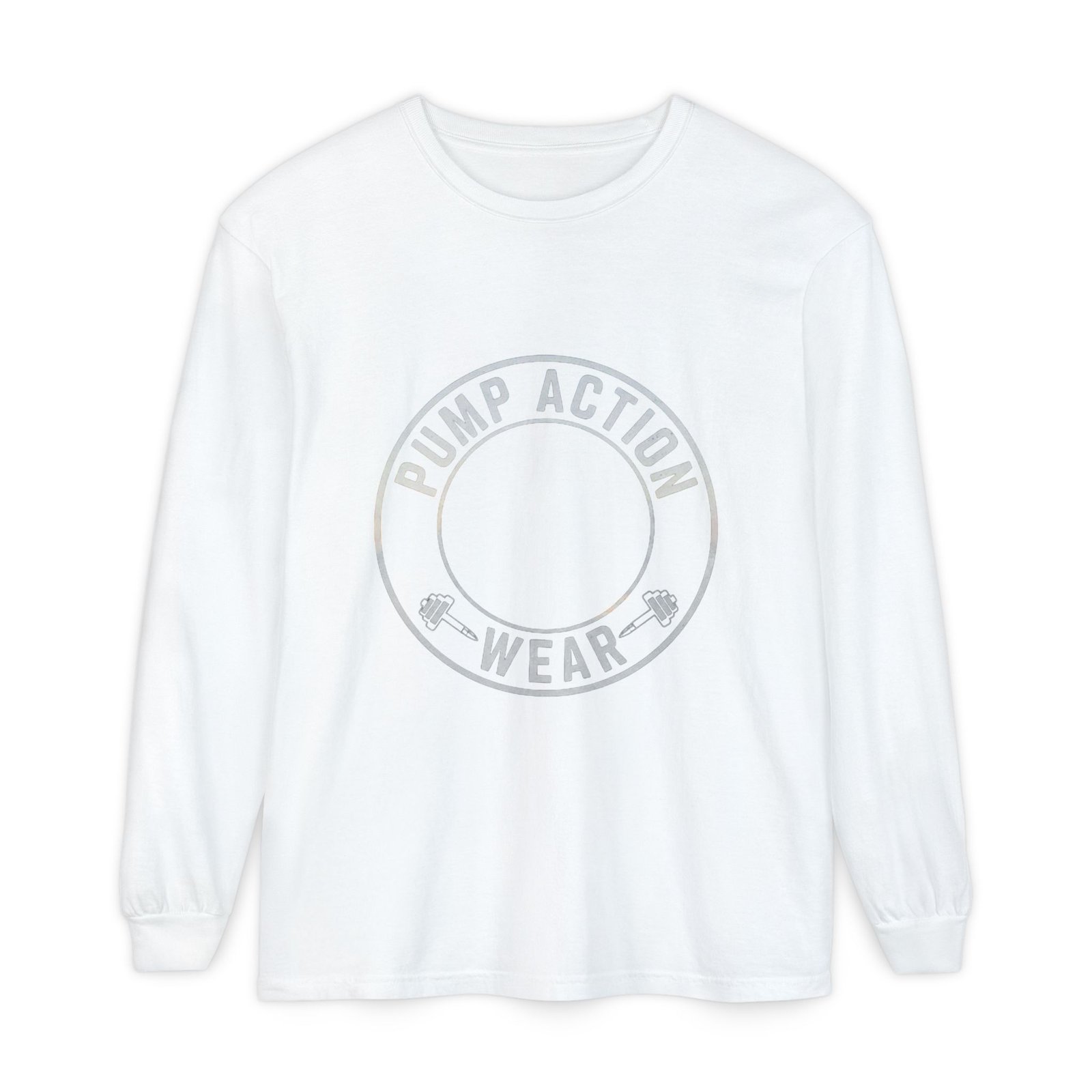 Pump Action Wear Long Sleeve Tee — Minimal Logo Casual Shirt
