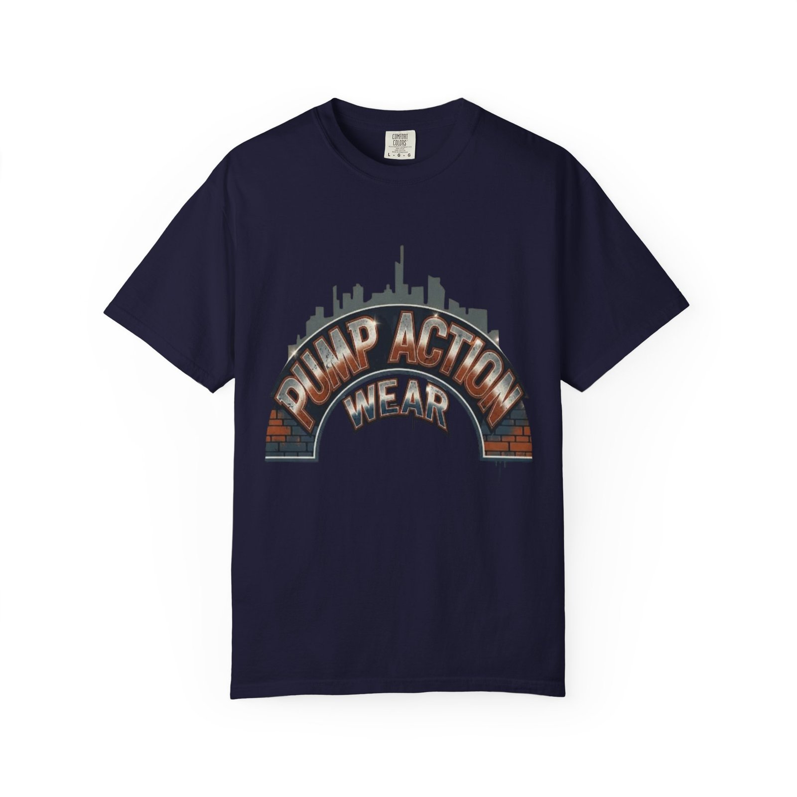Pump Action Gear T-Shirt — Urban Skyline Retro Graphic Tee - Image 49