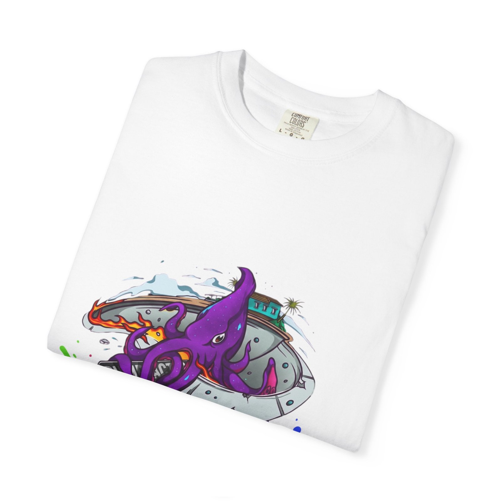Octopus Paint Splash T-Shirt — "Full Action Wear" Graphic Tee - Image 3