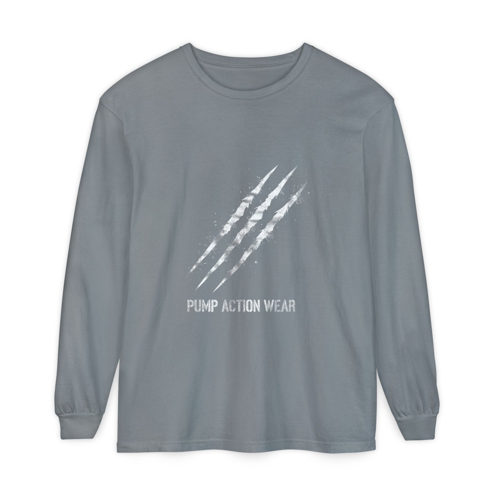 Garment-Dyed Long Sleeve Tee — 'Pure Action Wear' Distressed Claw Graphic - Image 49