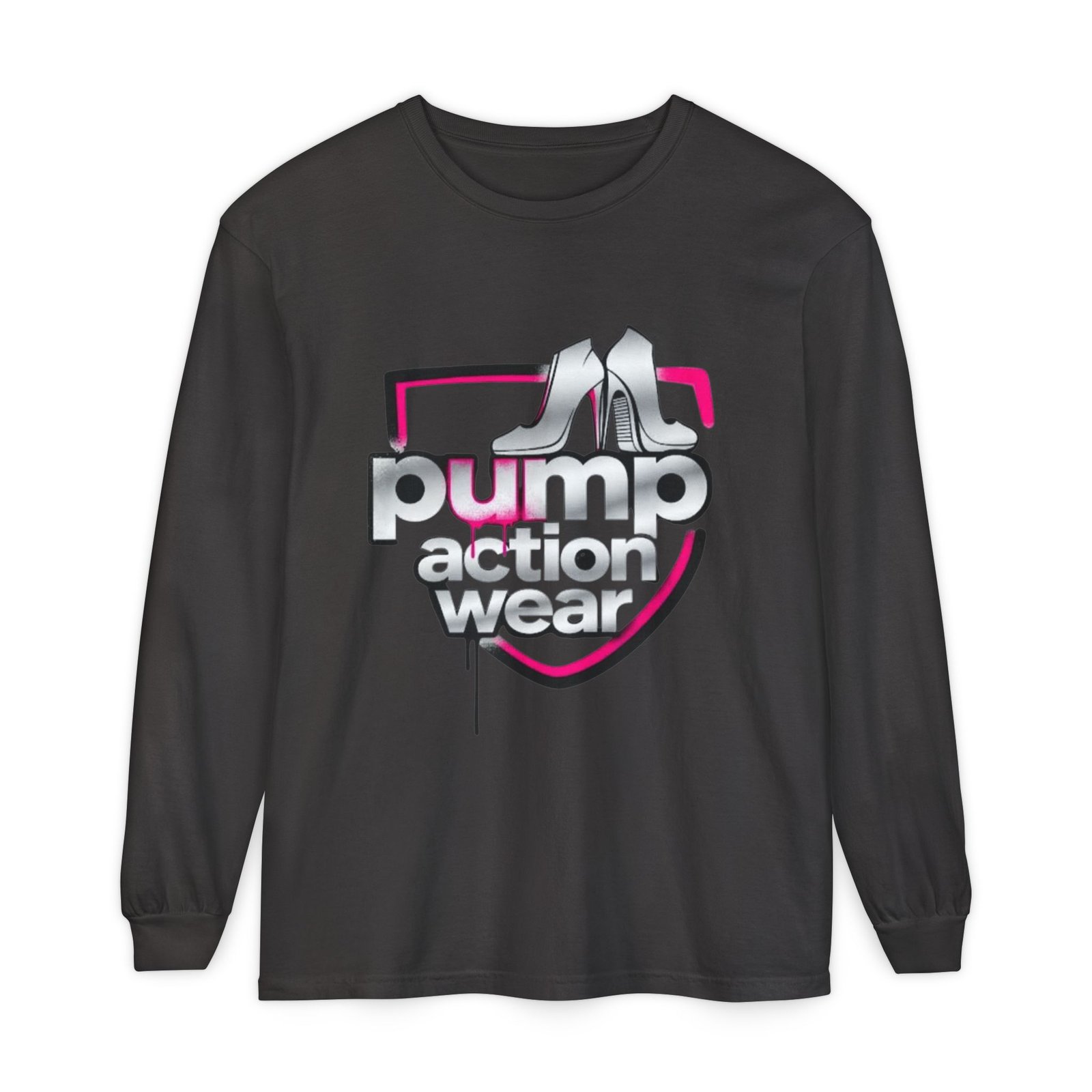 Pump Action Wear Long Sleeve Tee — Retro Chrome Logo Graphic Shirt - Image 57
