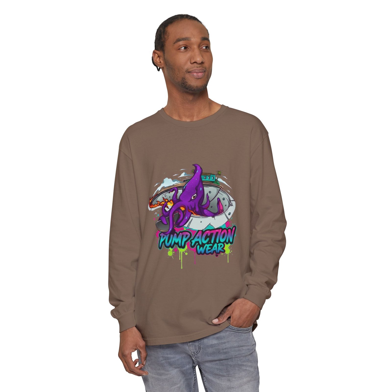 Octopus Skate Graphic Long Sleeve Tee - Image 27