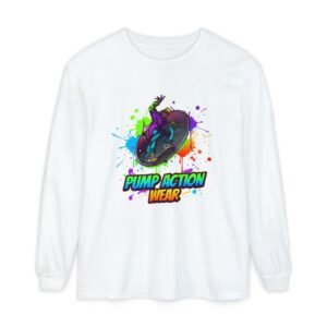 Long Sleeve T-Shirt — "Pump Action Wear" Paint-Splash Skate Graphic