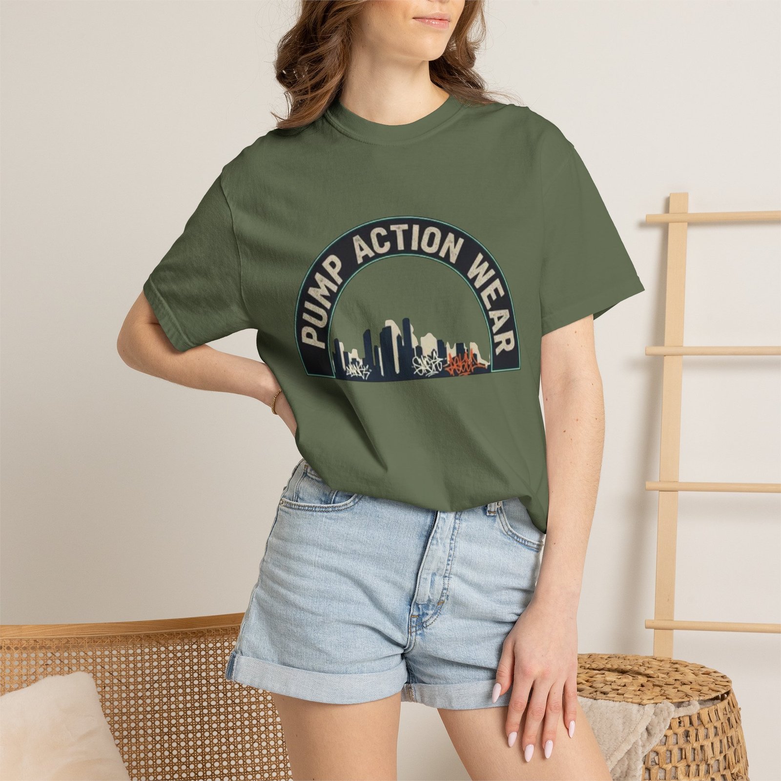 Pump Action Wear Skyline T-Shirt — Urban Retro Graphic Tee - Image 28