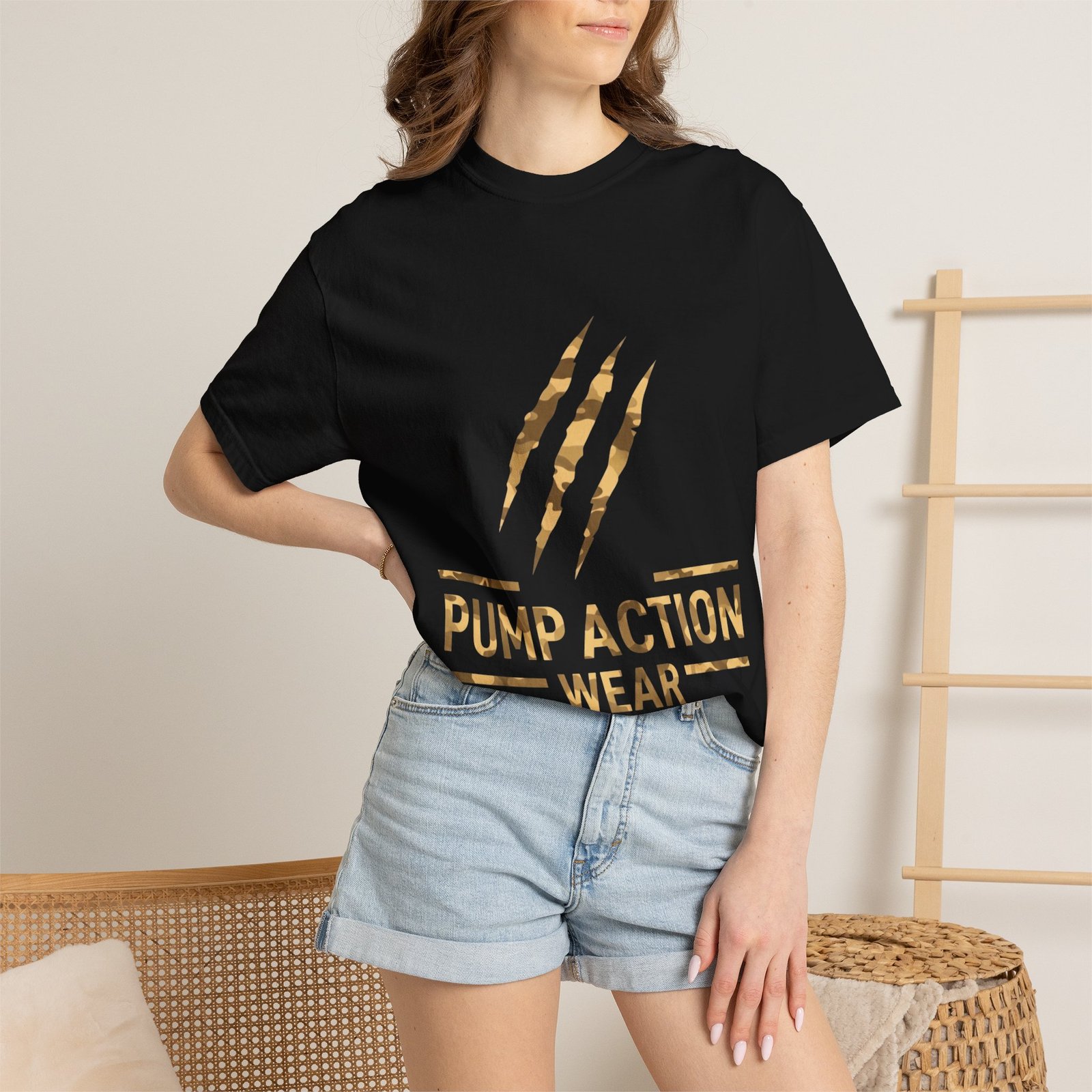 Pump Action Wear Graphic T-Shirt — Distressed Claw Logo Fitness Tee - Image 48