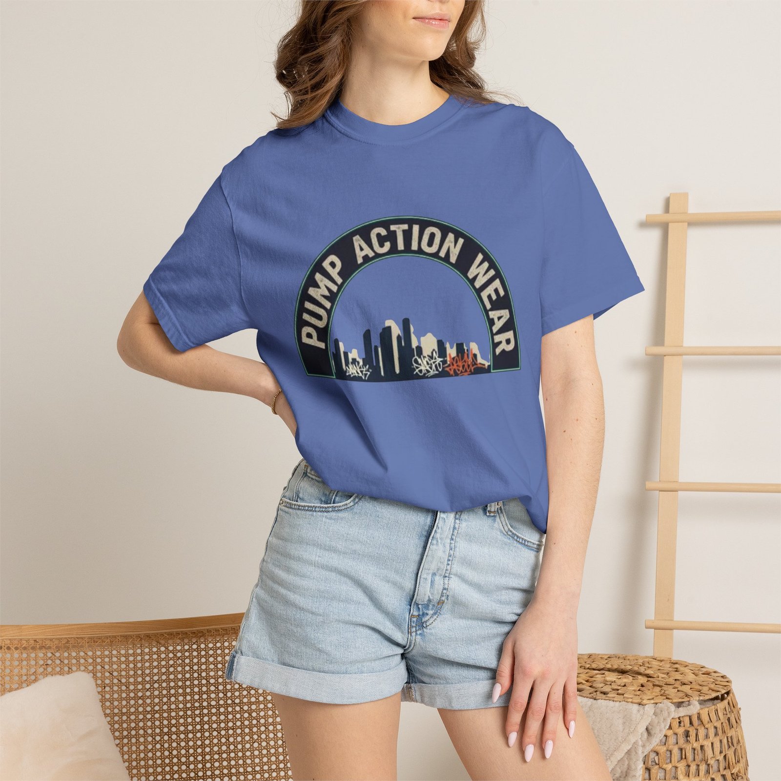 Pump Action Wear Skyline T-Shirt — Urban Retro Graphic Tee - Image 32