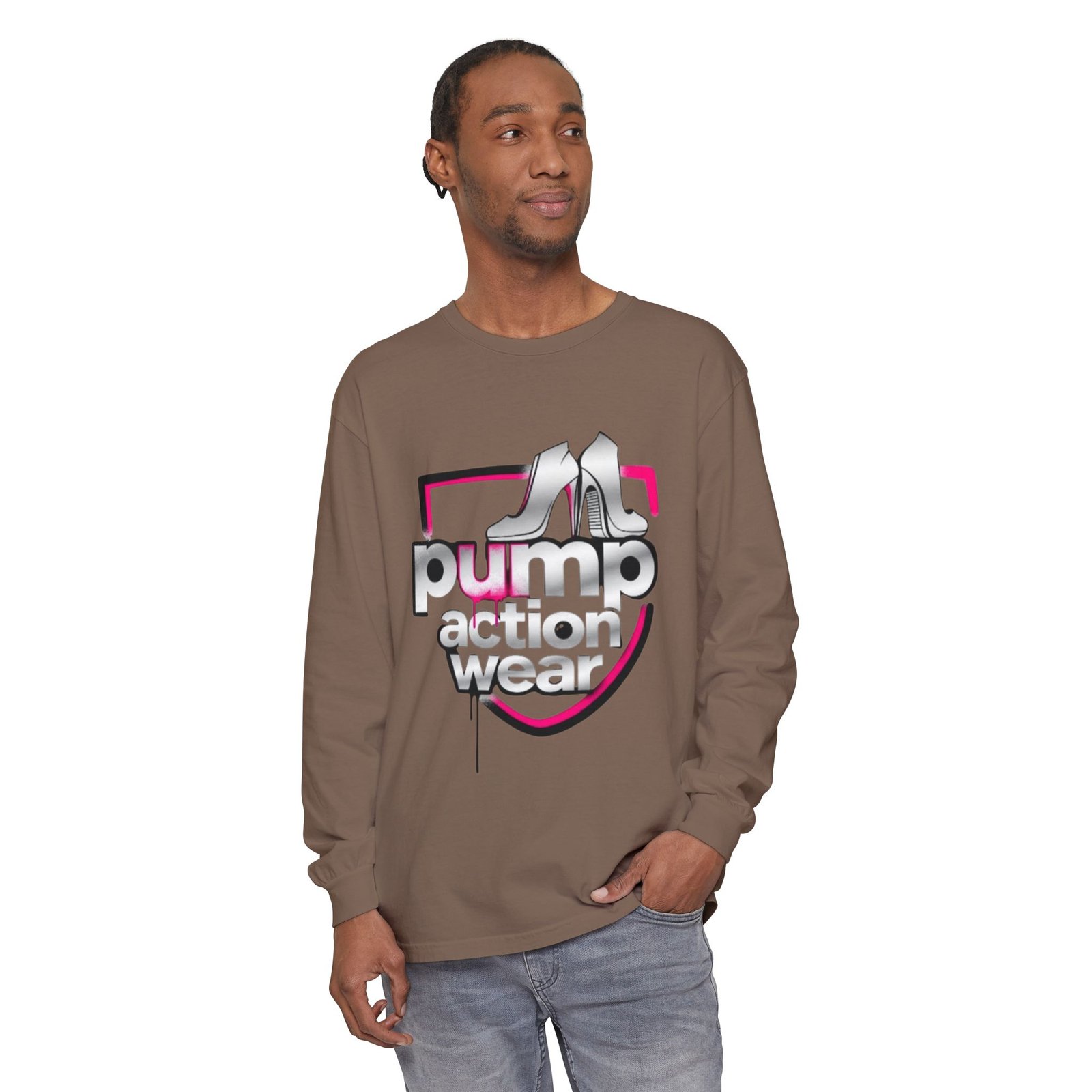 Pump Action Wear Long Sleeve Tee — Retro Chrome Logo Graphic Shirt - Image 27