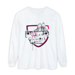 Pump Action Wear Long Sleeve Tee — Retro Chrome Logo Graphic Shirt