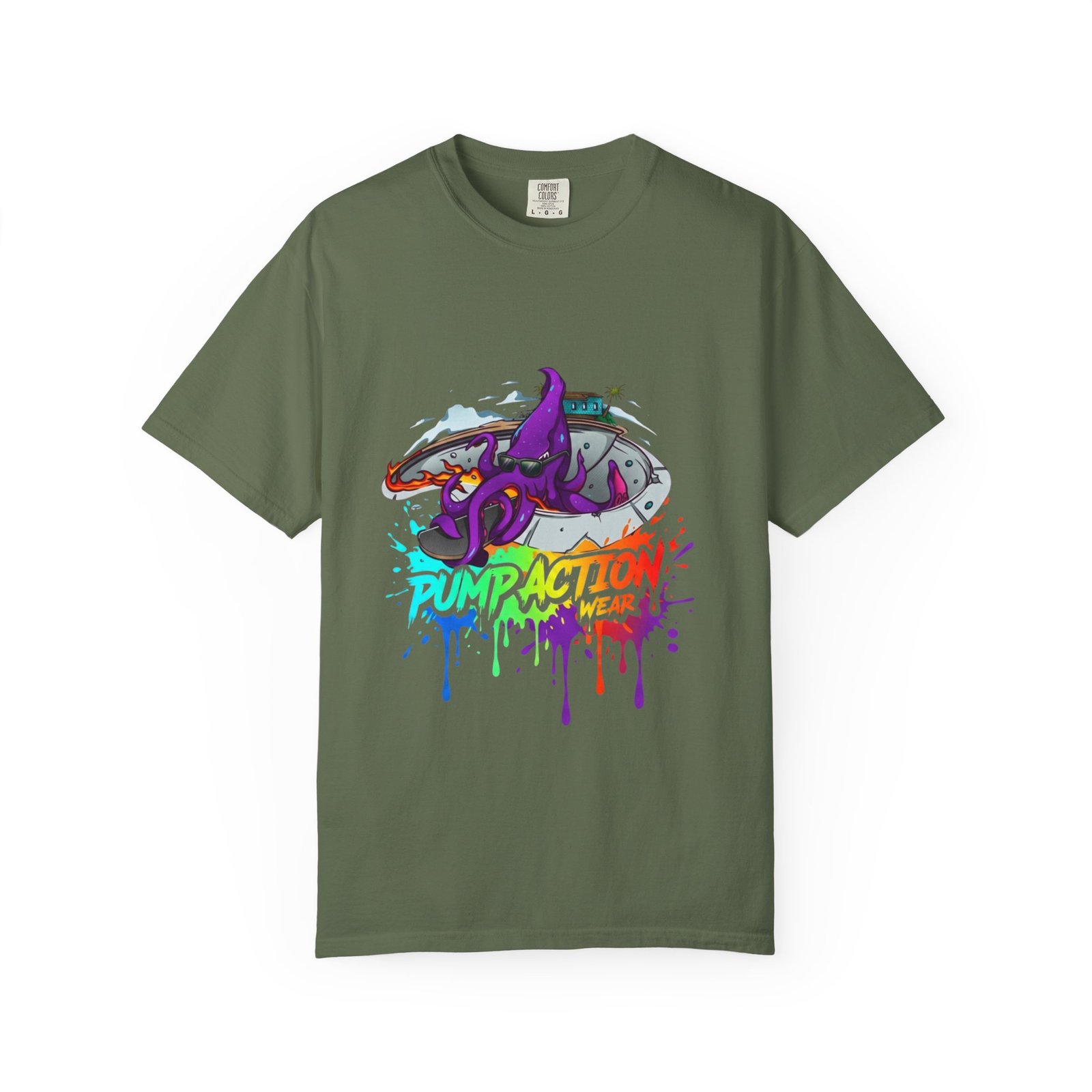 Octopus Graffiti T-Shirt — "Punk Action" Colorful Street Art Tee - Image 25