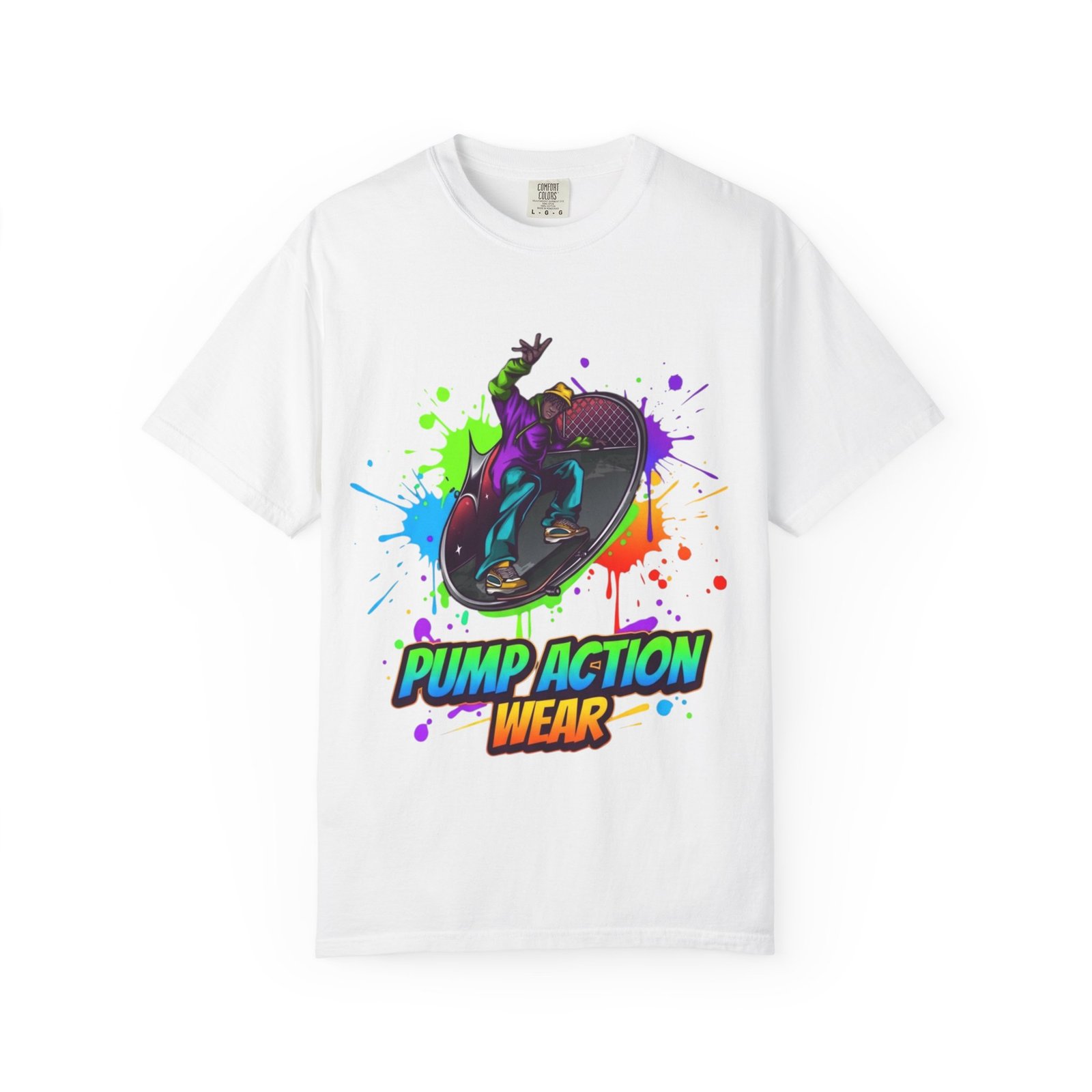 T-Shirt — 'Pump Action Wear' Colorful DJ Turntable Graphic Tee