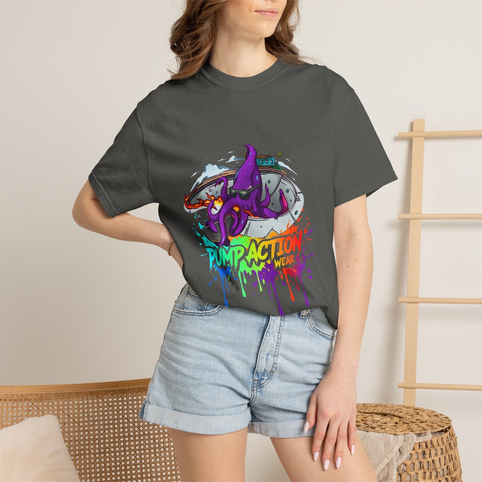 Octopus Graffiti T-Shirt — "Punk Action" Colorful Street Art Tee - Image 20