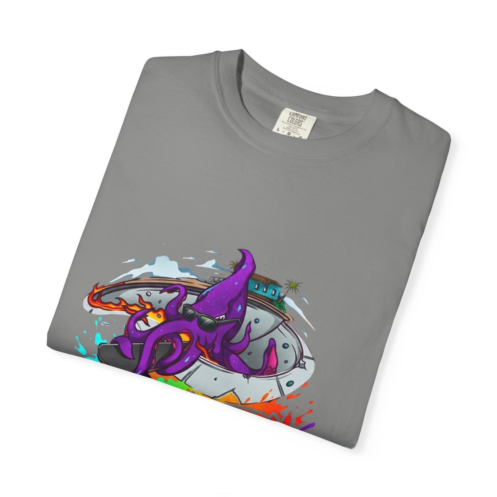 Octopus Graffiti T-Shirt — "Punk Action" Colorful Street Art Tee - Image 35