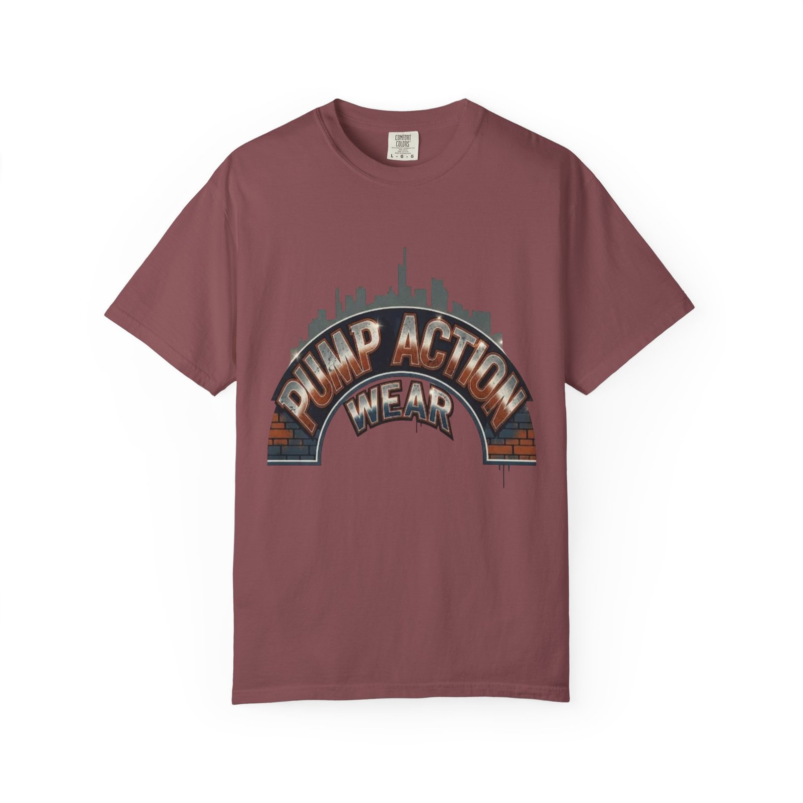 Pump Action Gear T-Shirt — Urban Skyline Retro Graphic Tee - Image 5