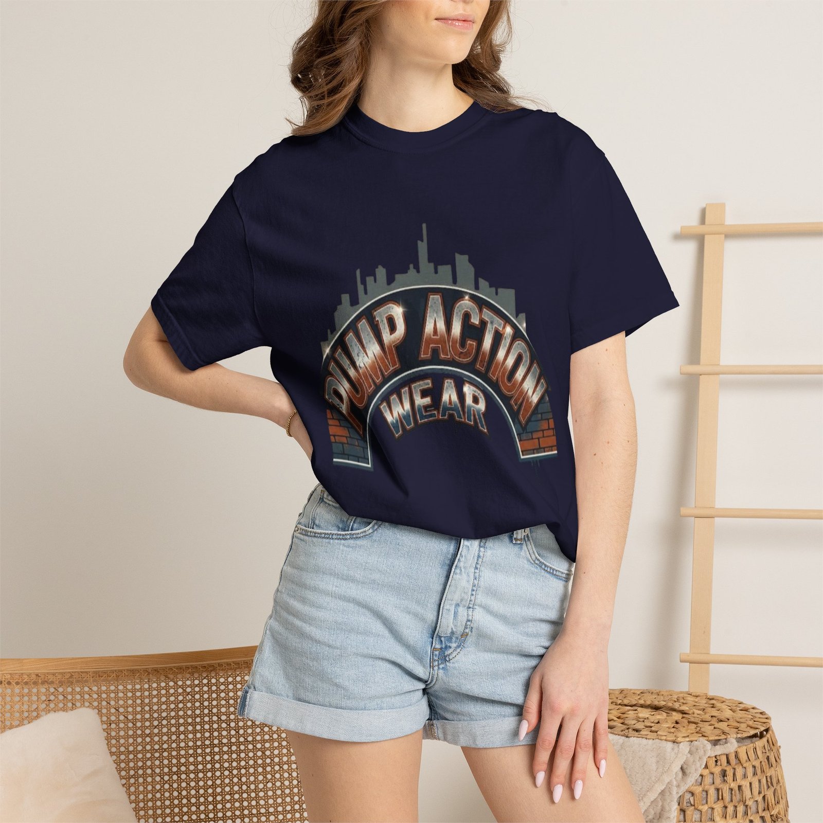 Pump Action Gear T-Shirt — Urban Skyline Retro Graphic Tee - Image 52