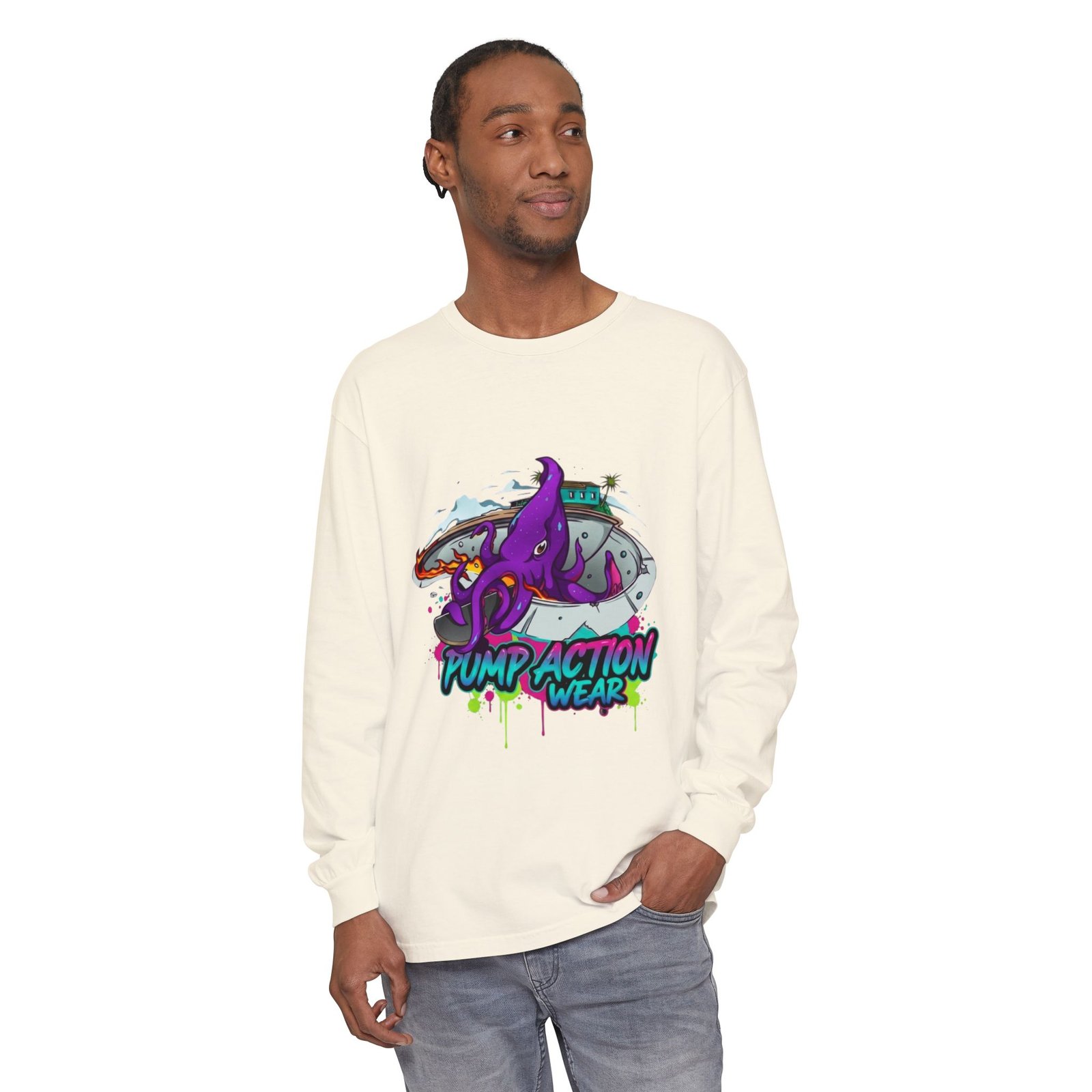 Octopus Skate Graphic Long Sleeve Tee - Image 19