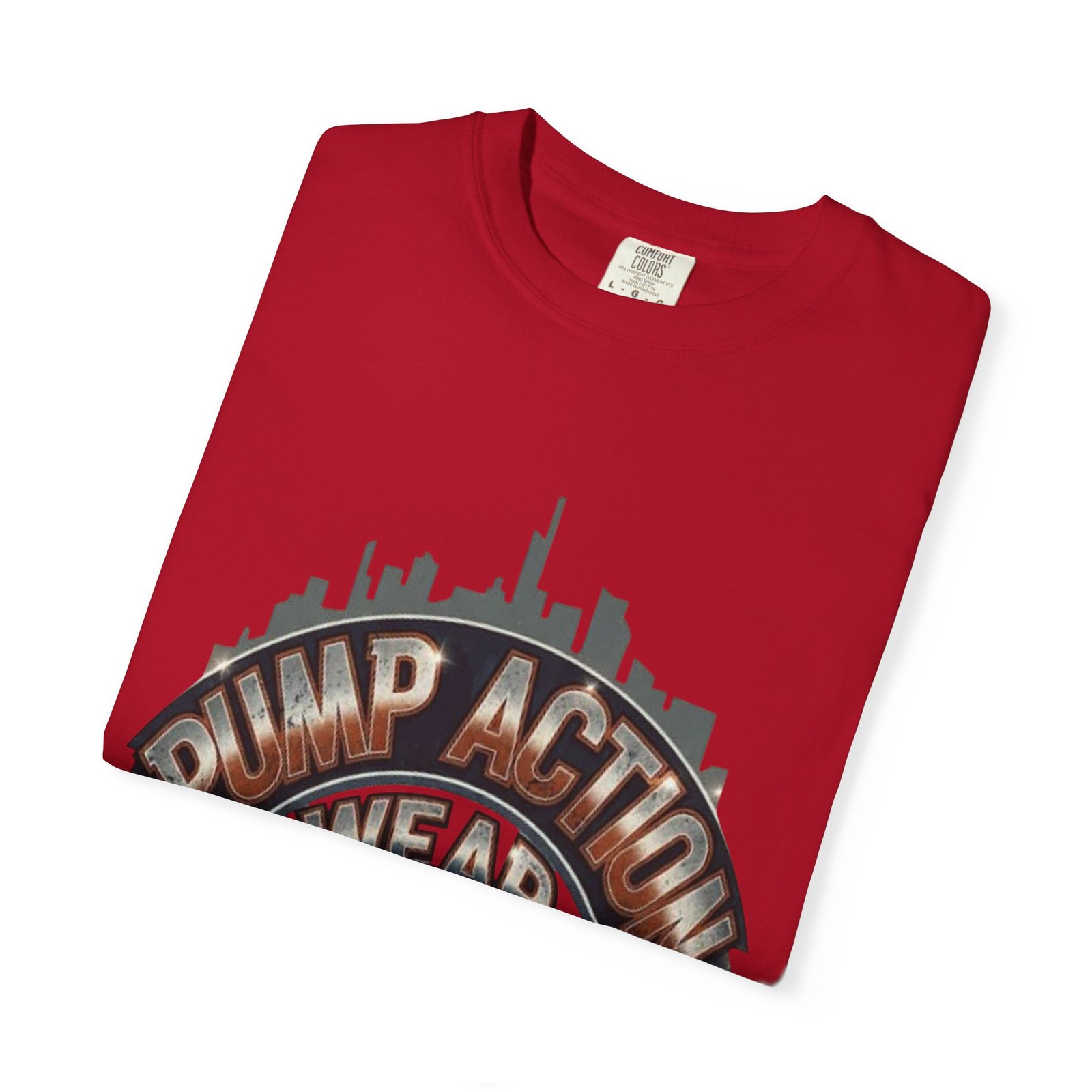 Pump Action Gear T-Shirt — Urban Skyline Retro Graphic Tee - Image 47