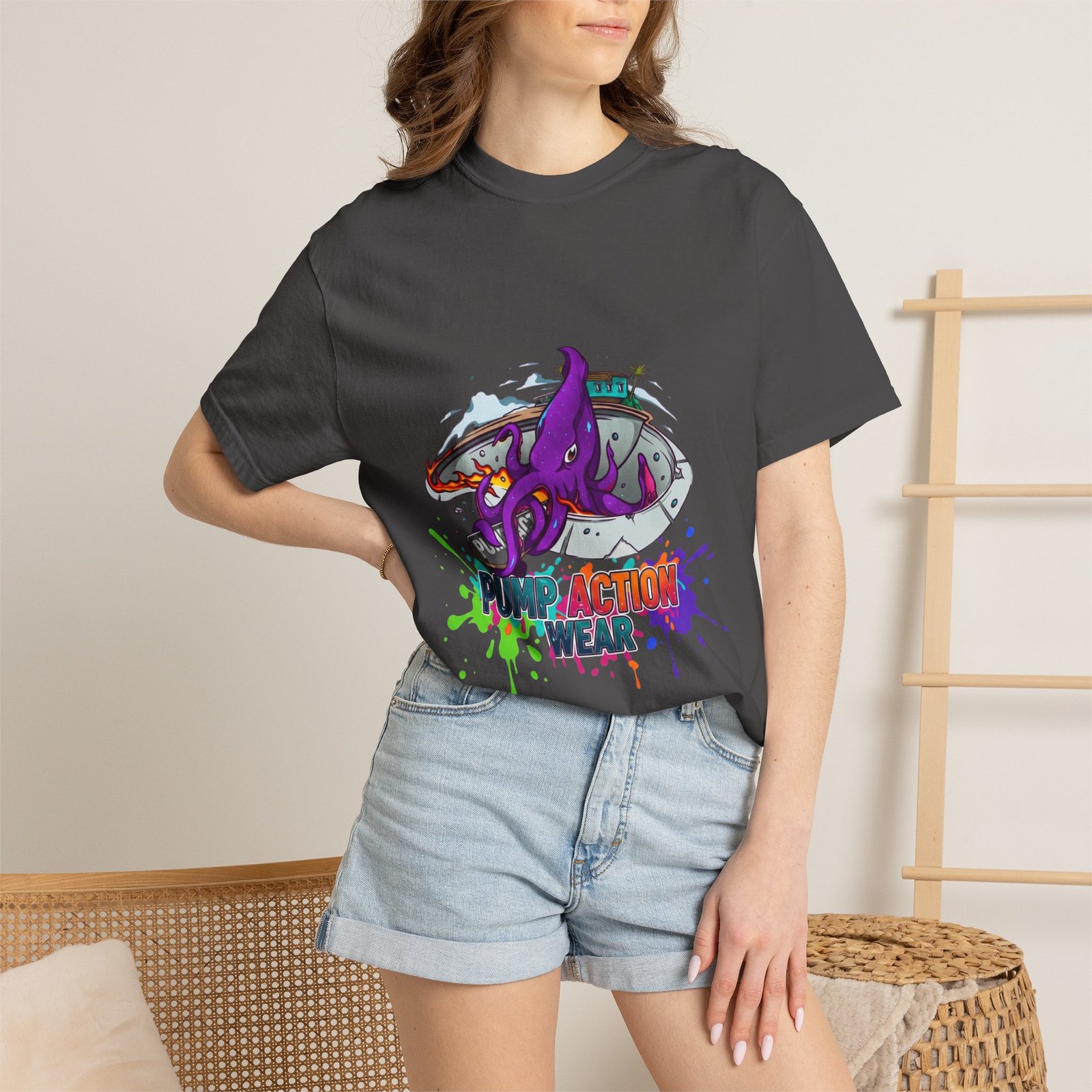 Octopus Paint Splash T-Shirt — "Full Action Wear" Graphic Tee - Image 32