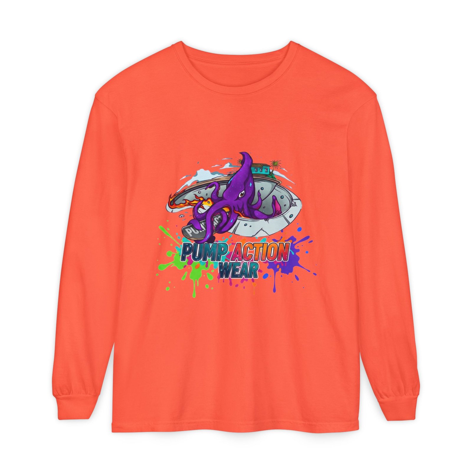 Action Octopus Long Sleeve Tee - "Pump Action Wear" Graphic Shirt - Image 9